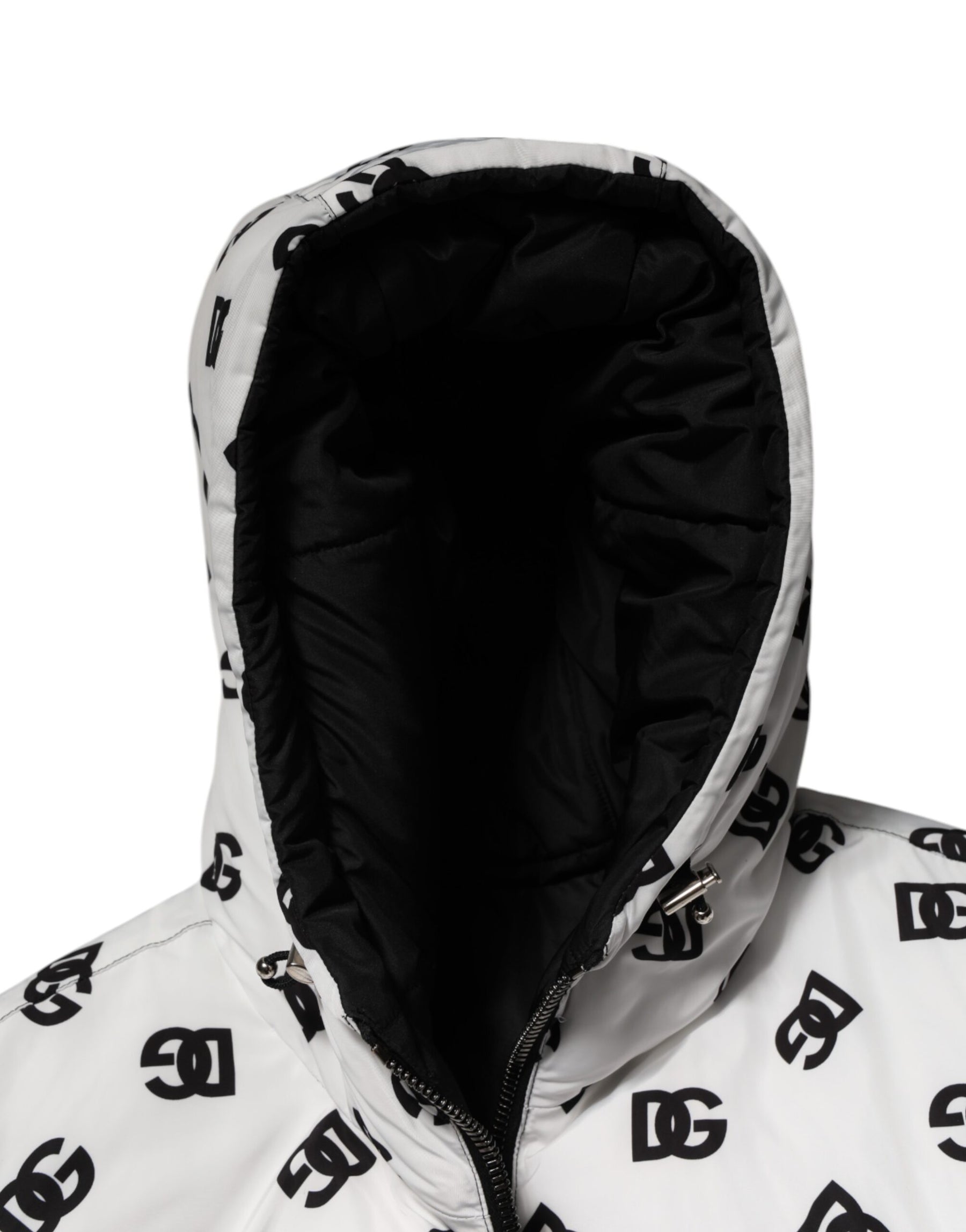 Dolce & Gabbana White DG Monogram Hooded Puffer Jacket | Regal Royce