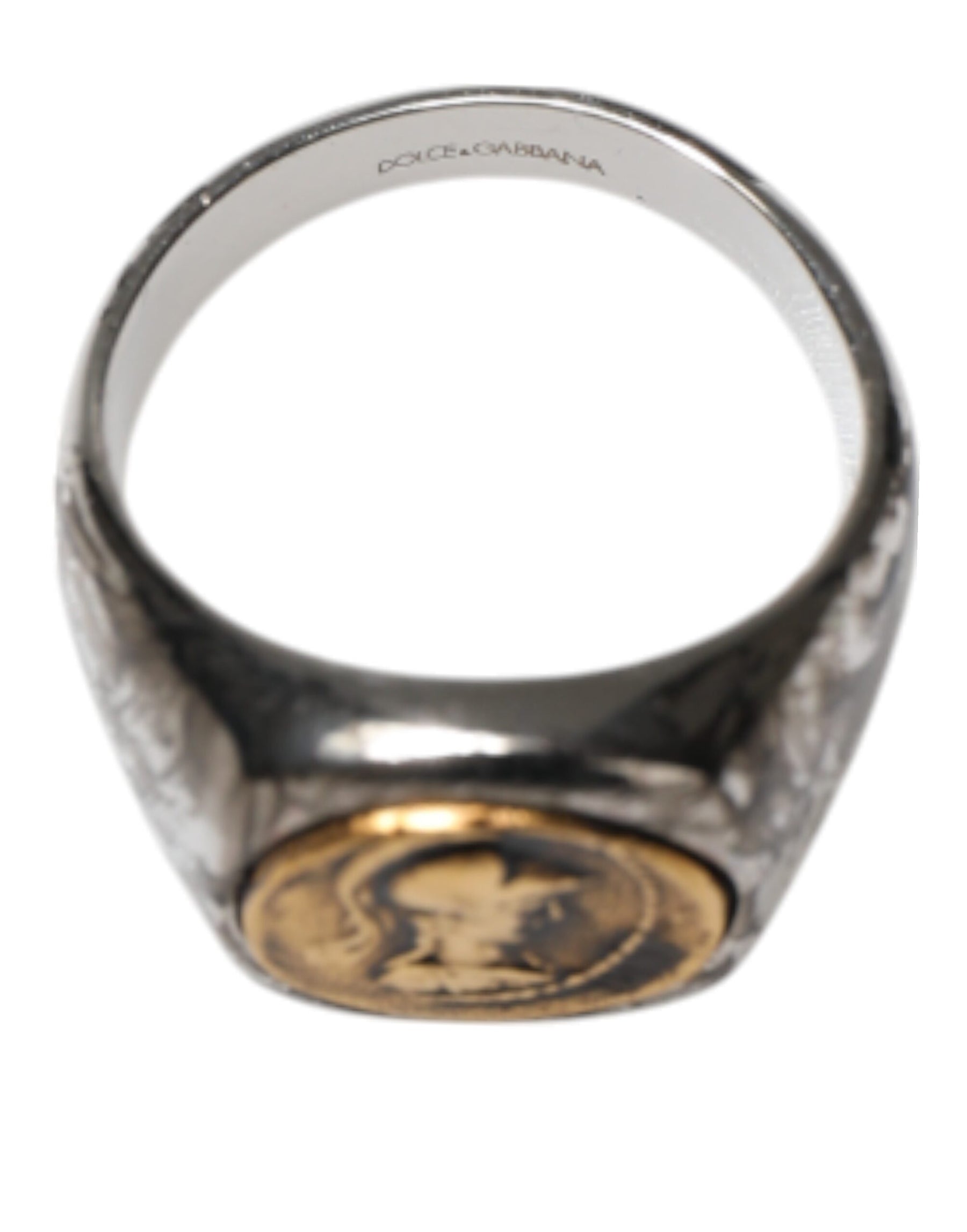 Dolce & Gabbana Silver Tone Engraved Two Color Real Brass Ring | Regal Royce