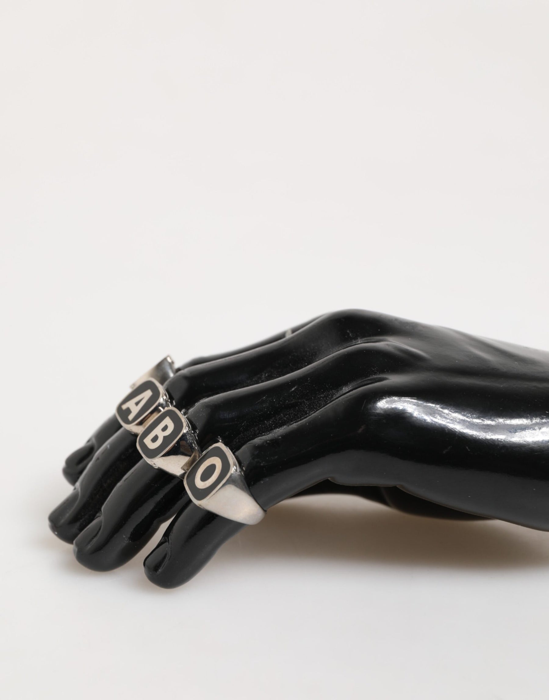 Dolce & Gabbana Silver Tone Brass Lettering Set 5 Pieces Adjustable Ring | Regal Royce