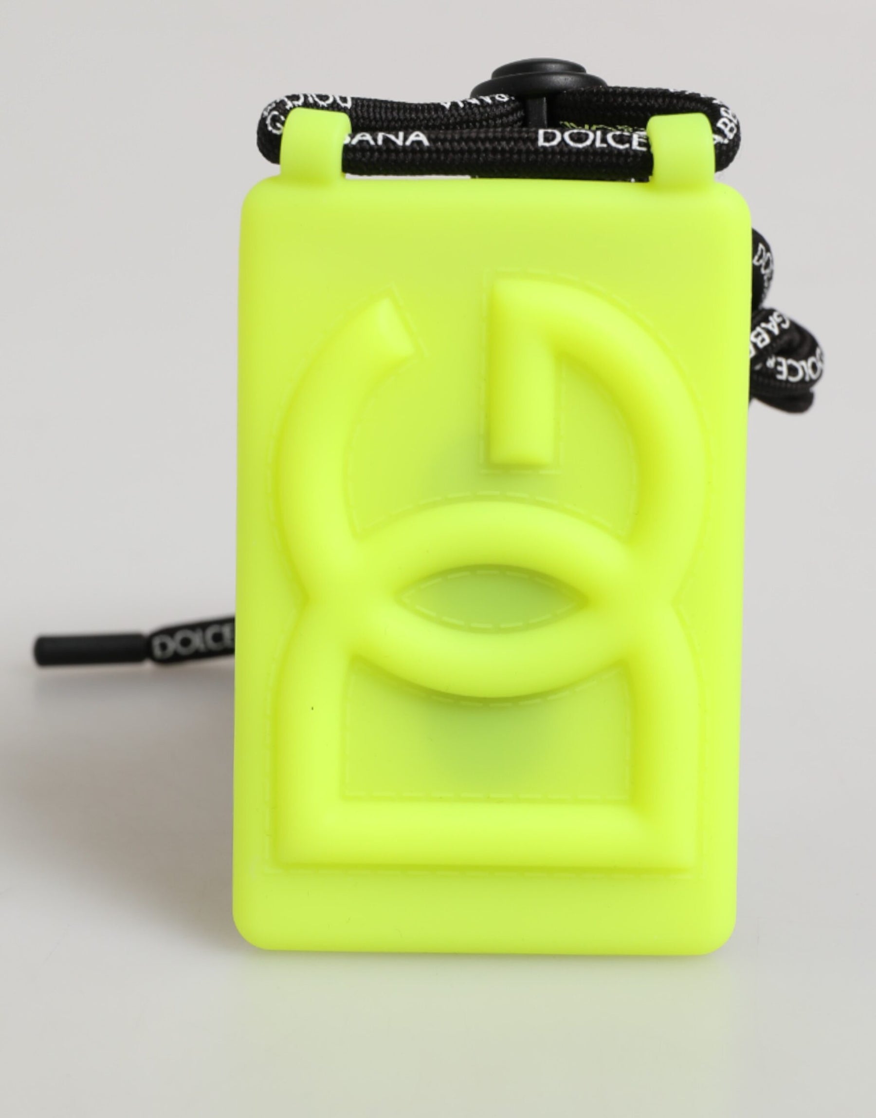 Dolce & Gabbana Yellow Green Rubber DG Embossed Adjustable Badge Holder | Regal Royce
