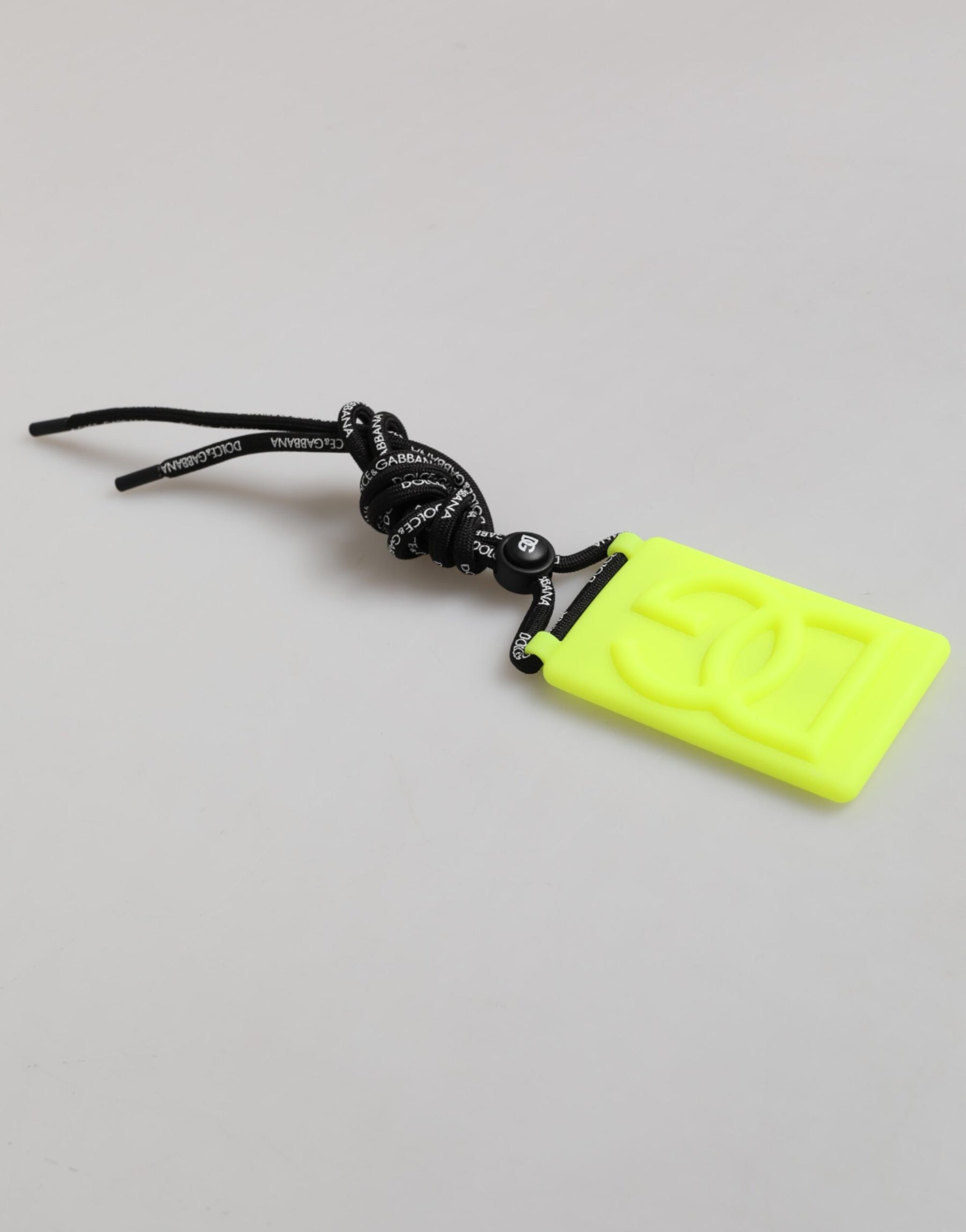 Dolce & Gabbana Yellow Green Rubber DG Embossed Adjustable Badge Holder | Regal Royce