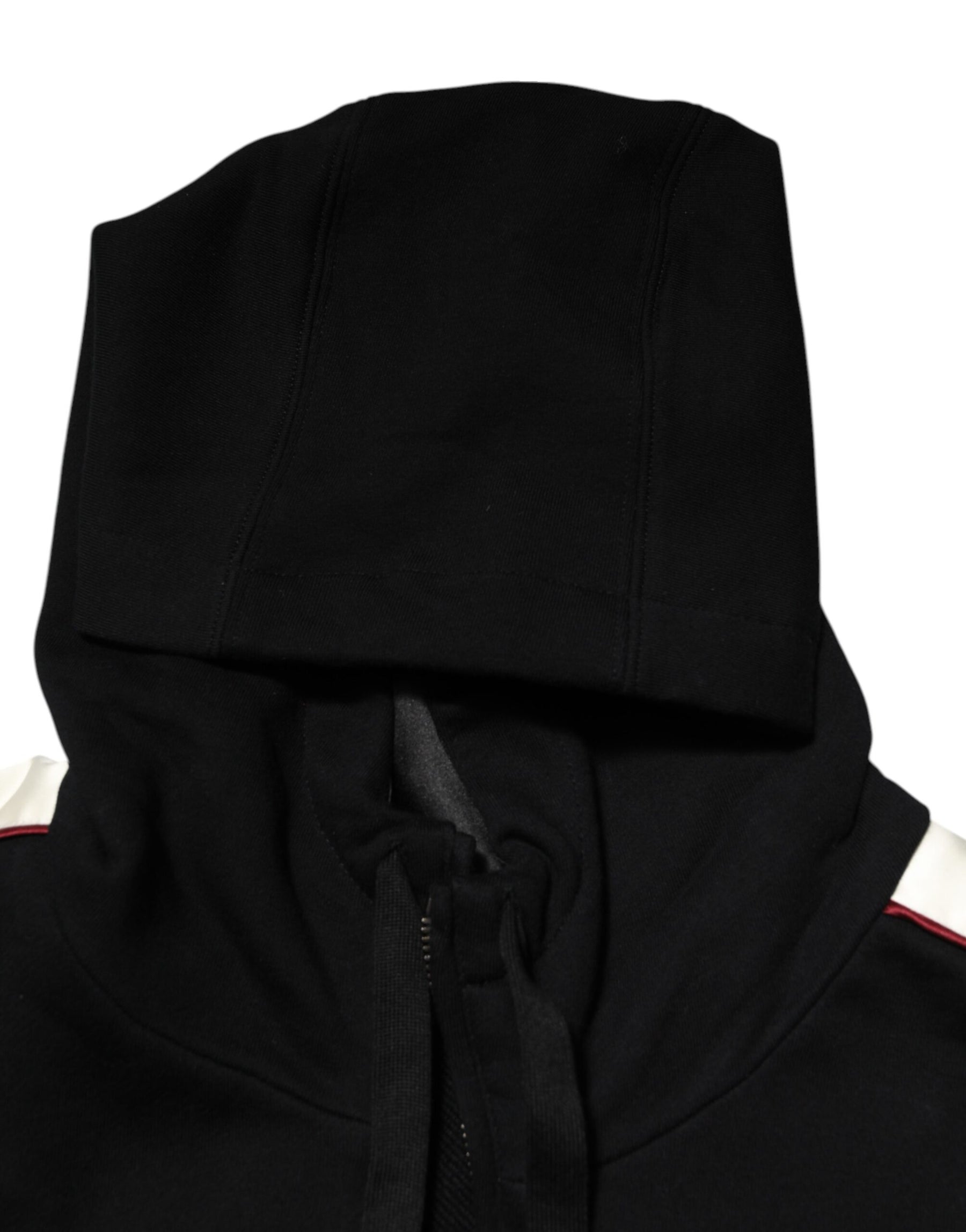 Dolce & Gabbana Black Cotton Plaque Track Cardigan Sweater | Regal Royce