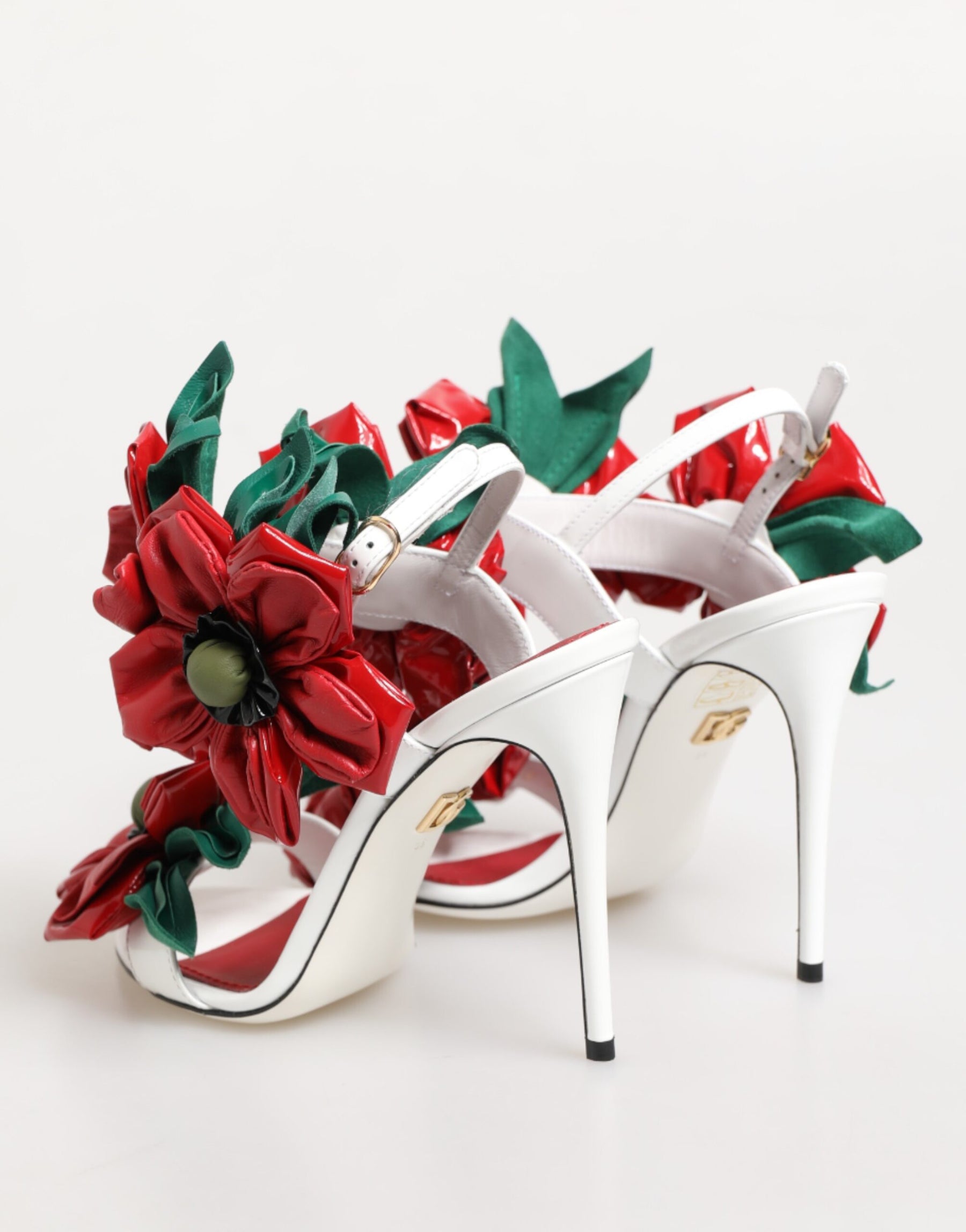 Dolce & Gabbana White Red Floral Detailing Sandals Shoes | Regal Royce