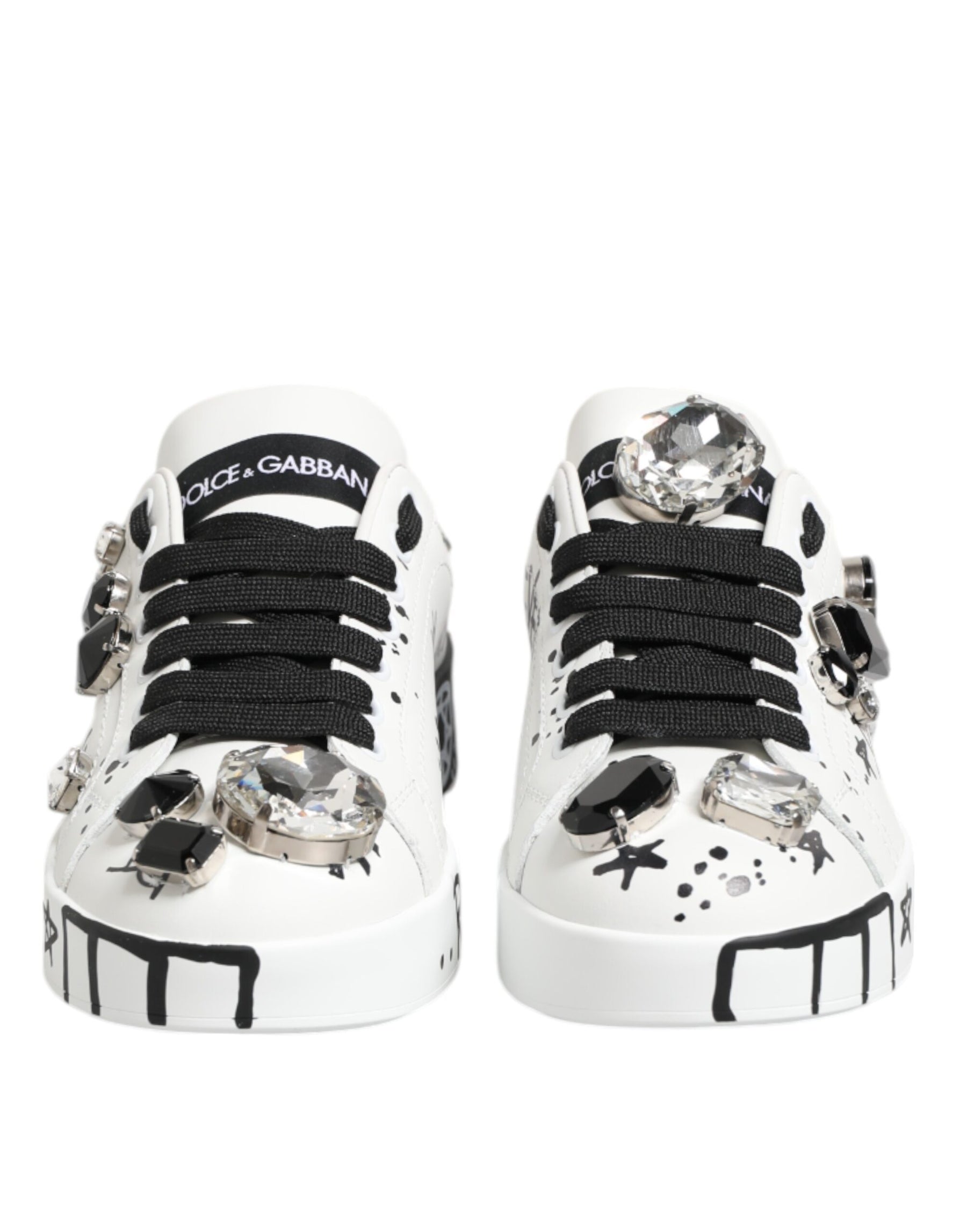 Dolce & Gabbana White Portofino Crystal Sneakers  Shoes | Regal Royce