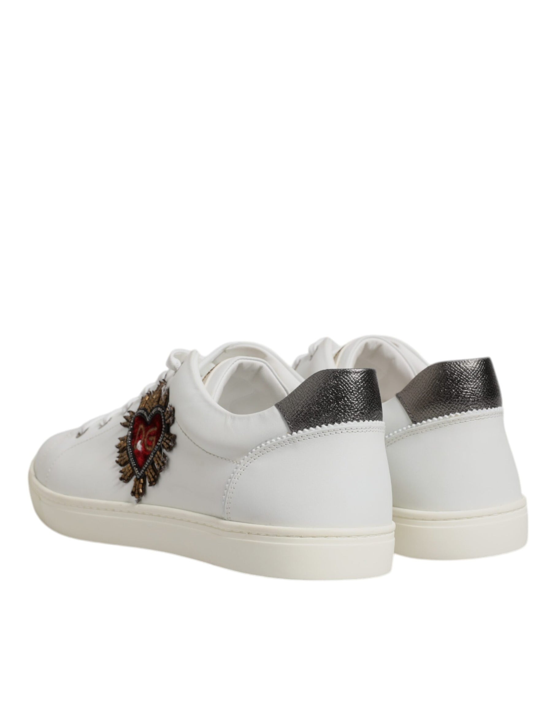 Dolce & Gabbana White Sacred Heart Men Low Top Sneakers Shoes | Regal Royce