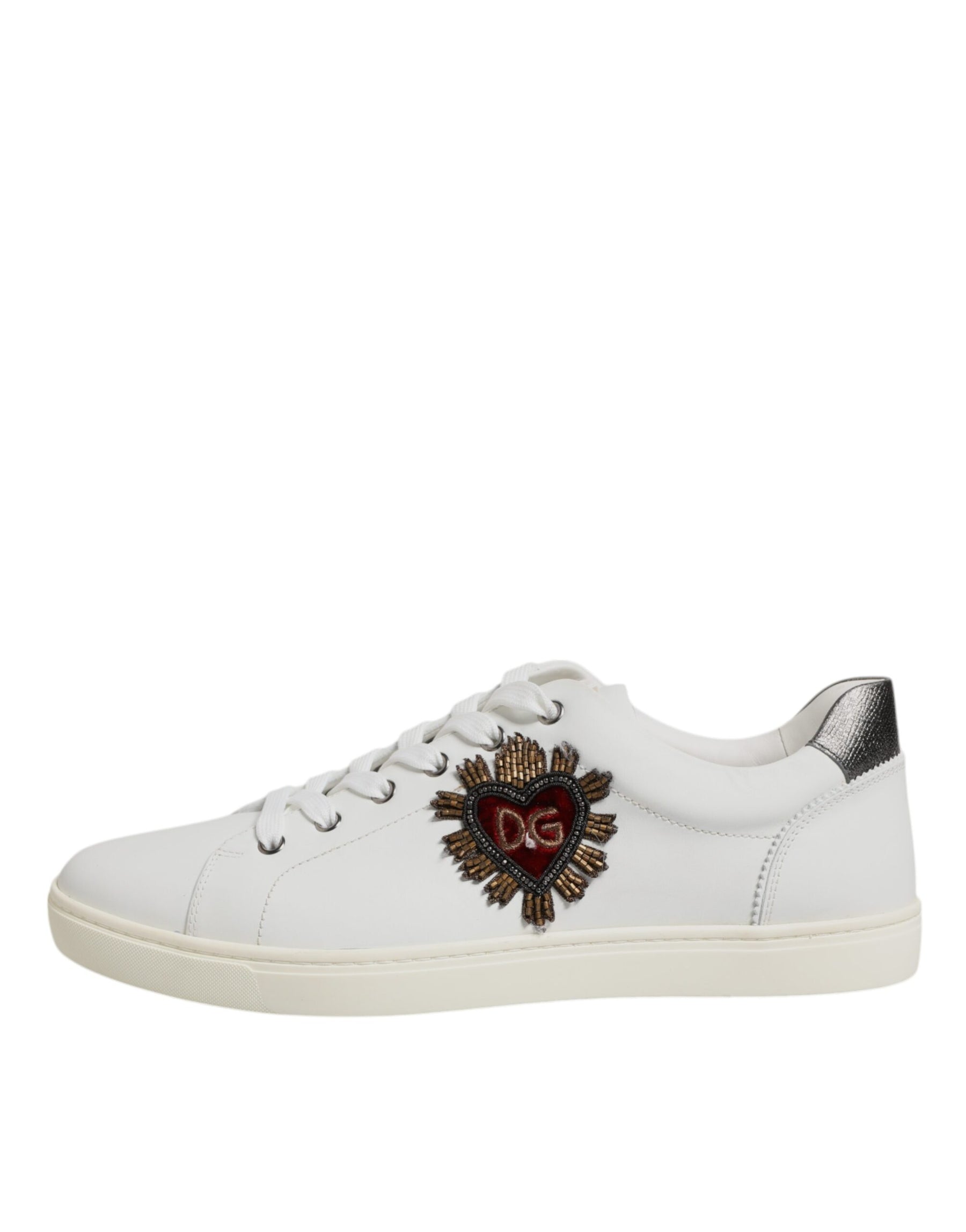 Dolce & Gabbana White Sacred Heart Men Low Top Sneakers Shoes | Regal Royce