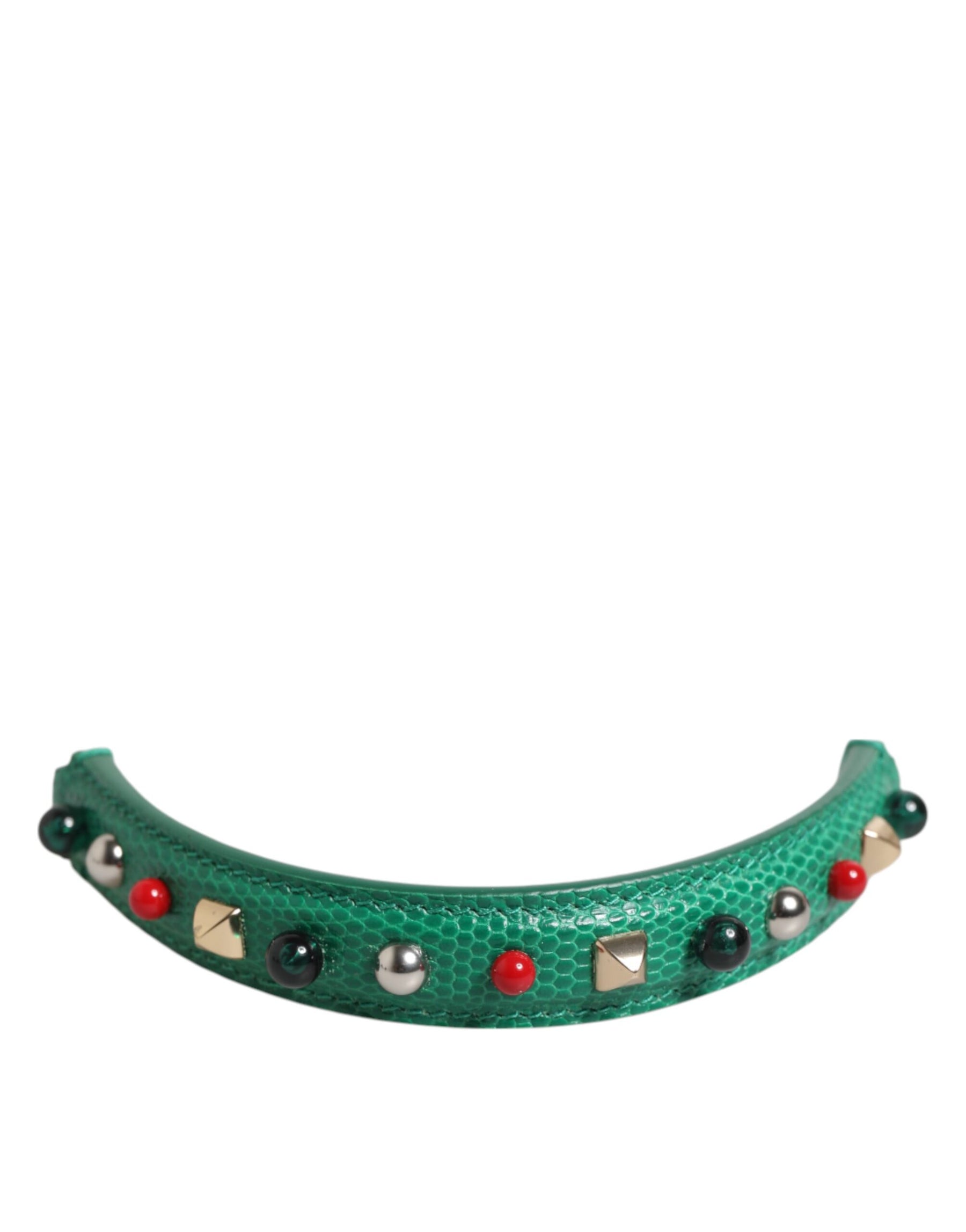 Dolce & Gabbana Green Embellished Leather Bag Handle Women Shoulder Strap | Regal Royce