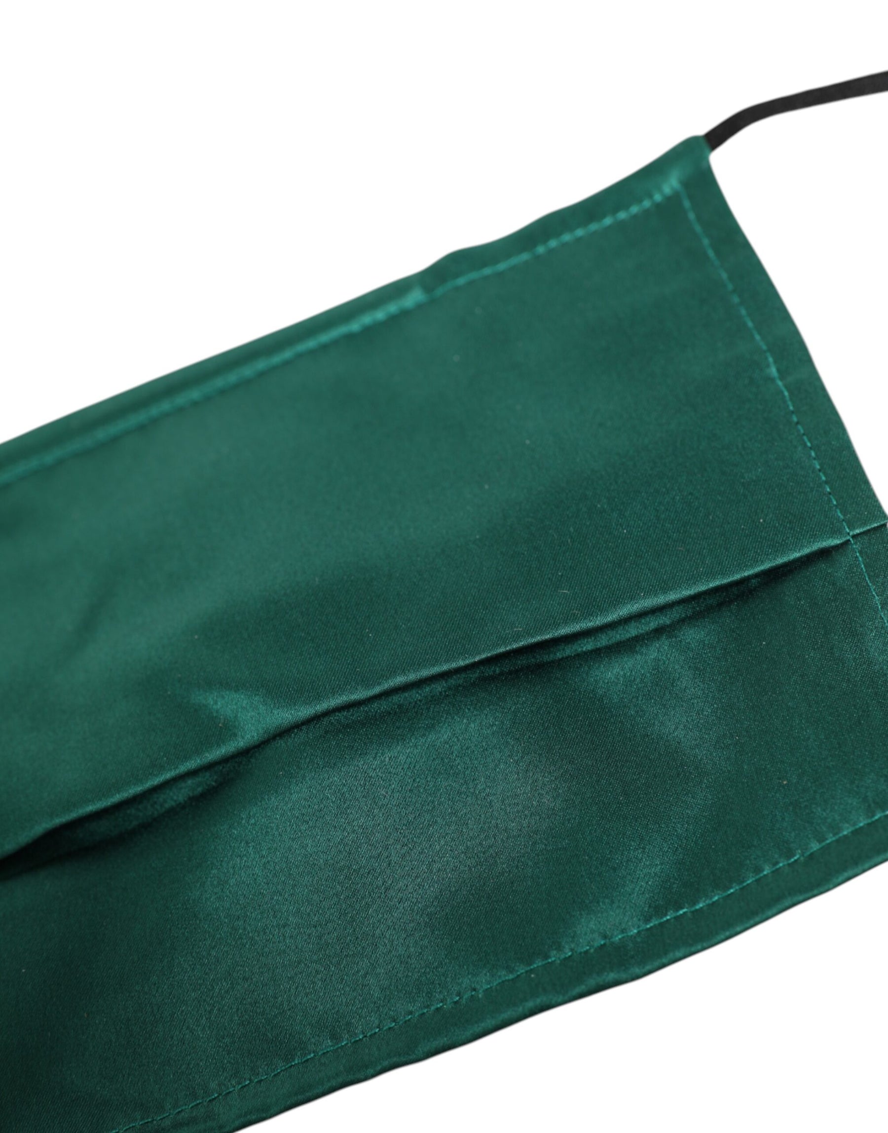 Dolce & Gabbana Green Silk Pleated Elastic Ear Strap Face Mask | Regal Royce