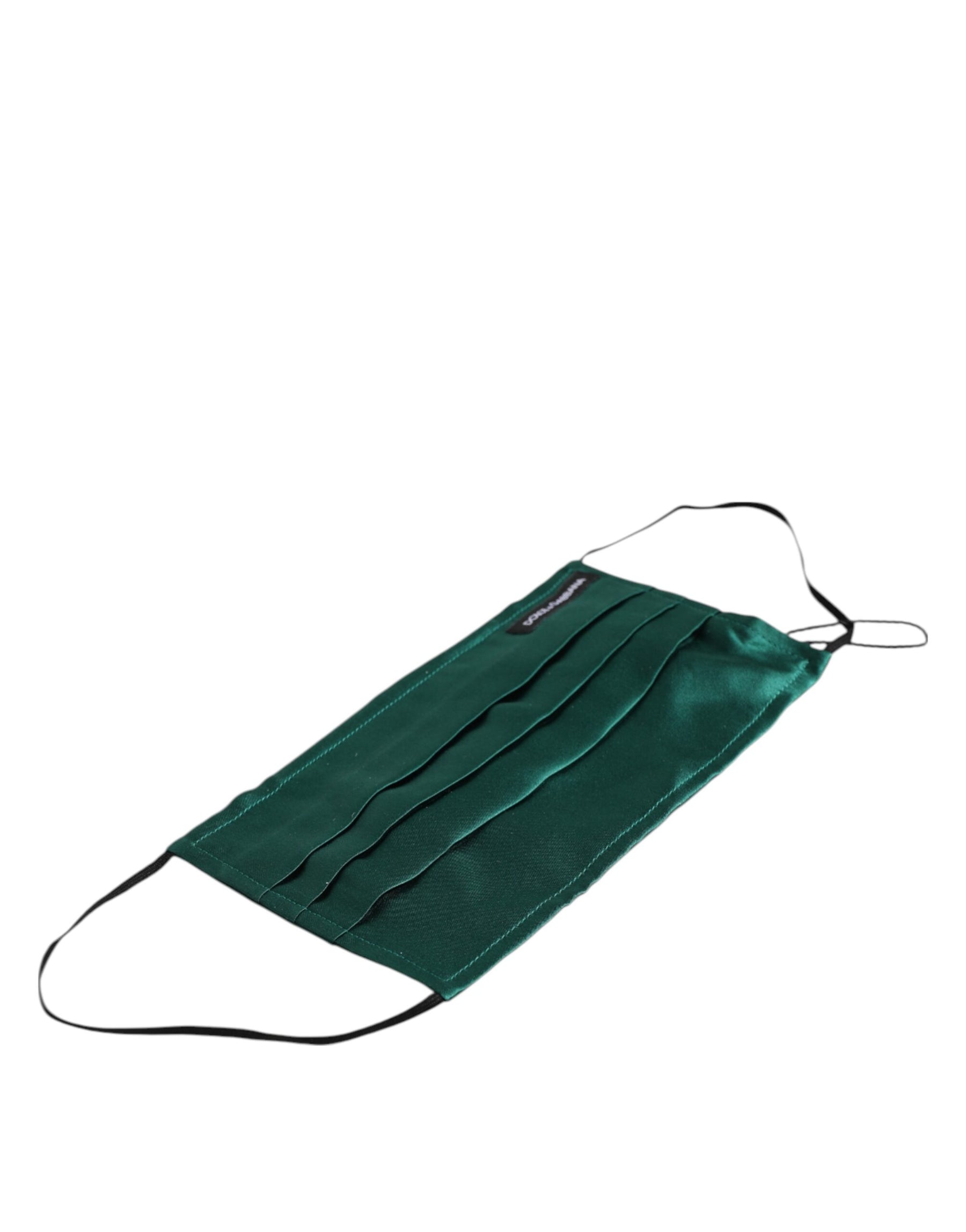 Dolce & Gabbana Green Silk Pleated Elastic Ear Strap Face Mask | Regal Royce