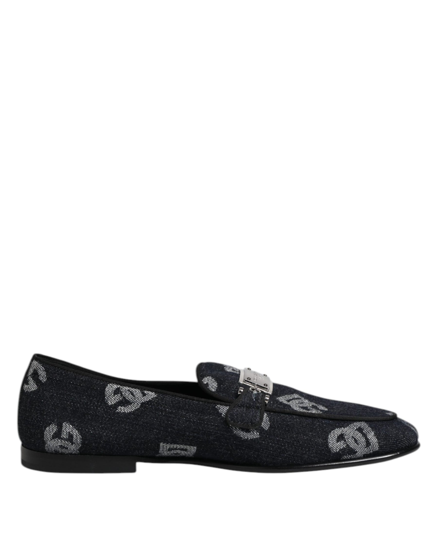 Dolce & Gabbana Blue Logo Cotton Loafers Formal Dress Shoes | Regal Royce