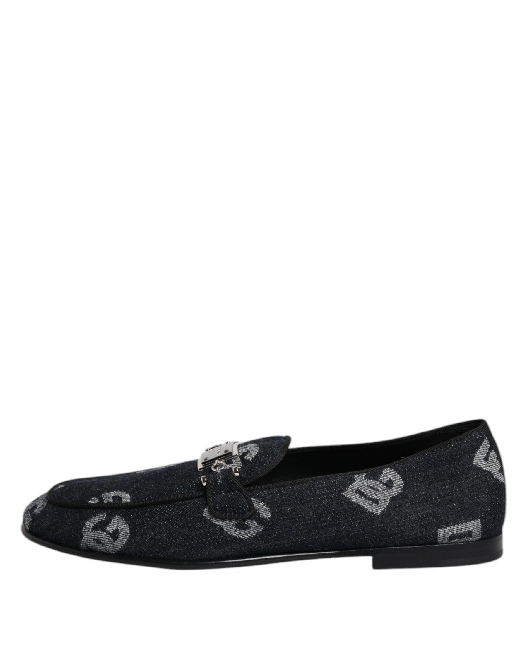 Dolce & Gabbana Blue Logo Cotton Loafers Formal Dress Shoes | Regal Royce