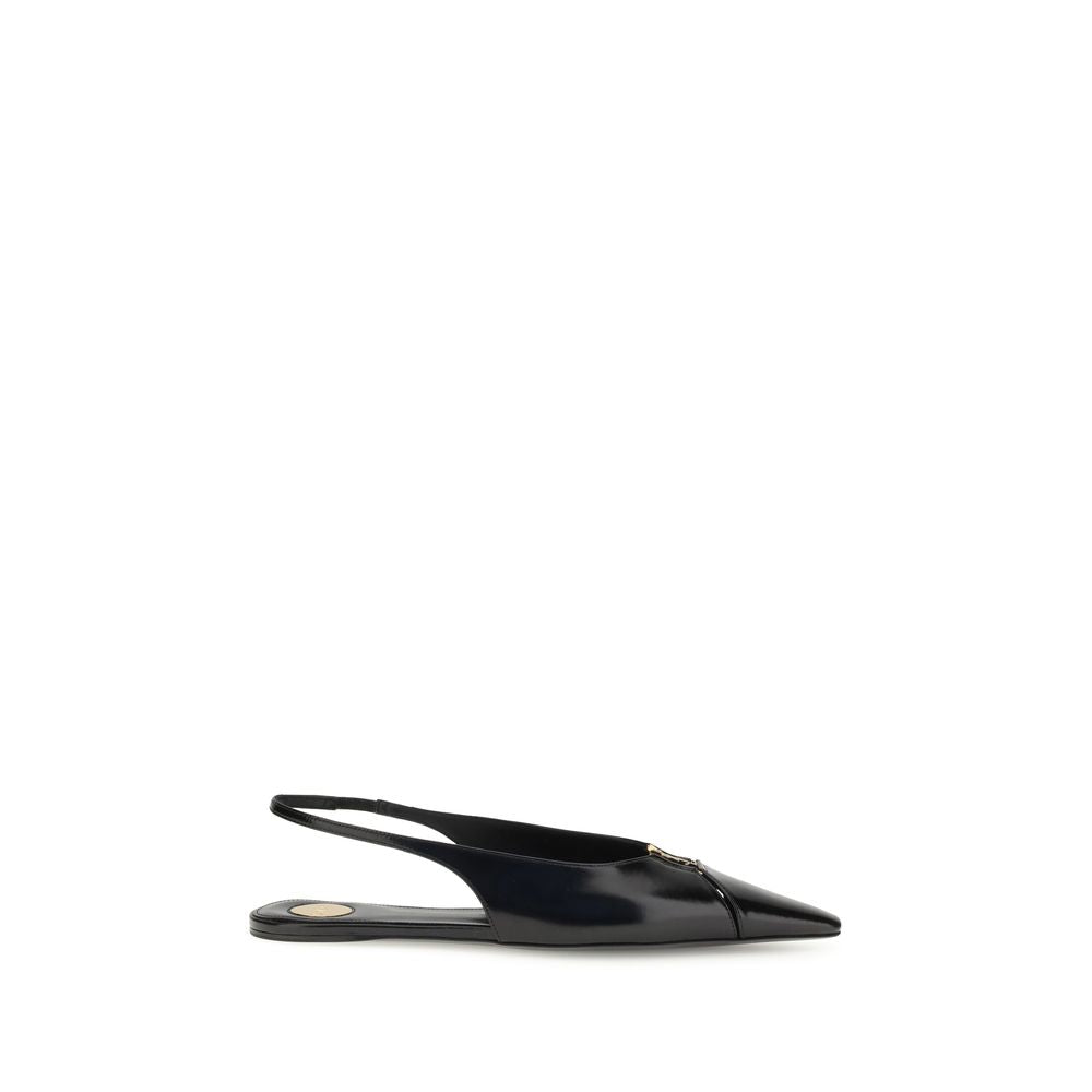 Saint Laurent Black Calf Leather Bos Taurus Ballet Flats | Regal Royce