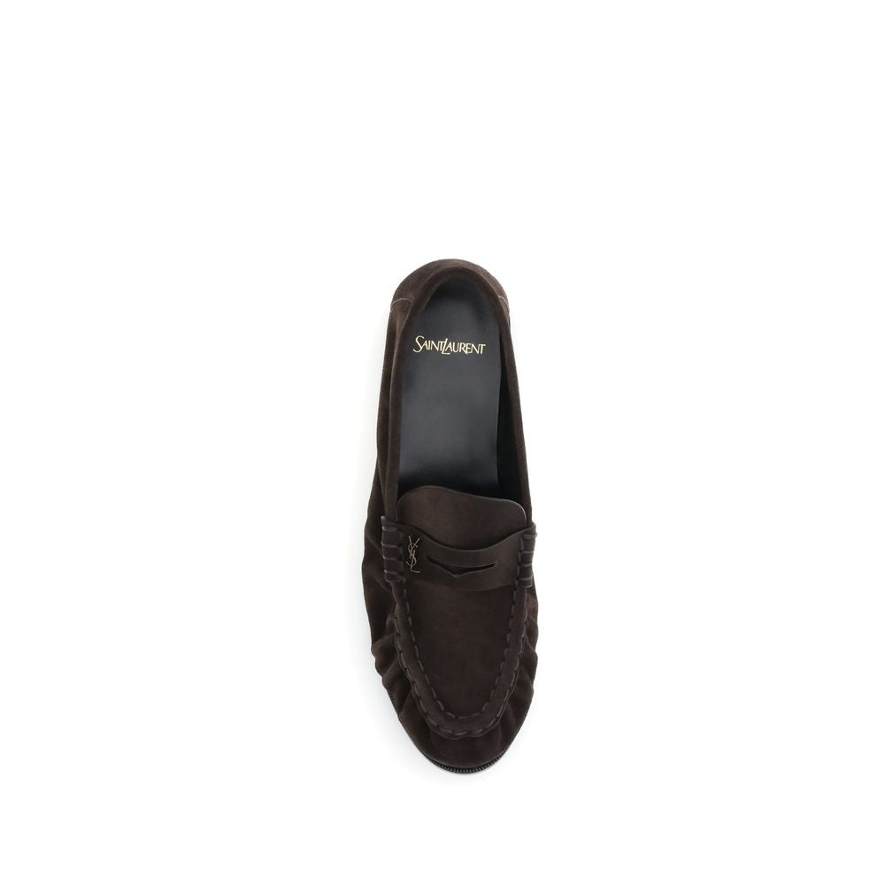 Saint Laurent Brown Calf Leather Bos Taurus Slip-On Loafers | Regal Royce