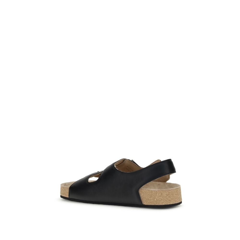 Balenciaga Black Calf Leather Bos Taurus Flat Sandals | Regal Royce