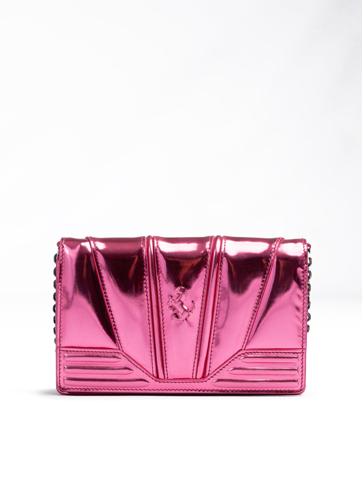Ferrari Metal Pink GT patent leather bag with chain | Regal Royce