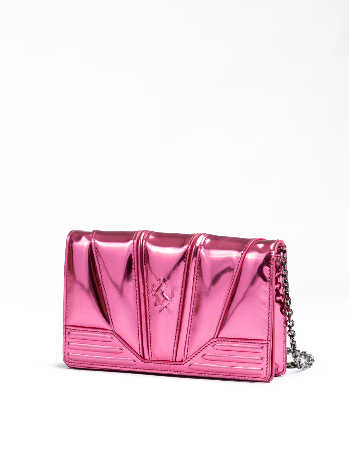 Ferrari Metal Pink GT patent leather bag with chain | Regal Royce