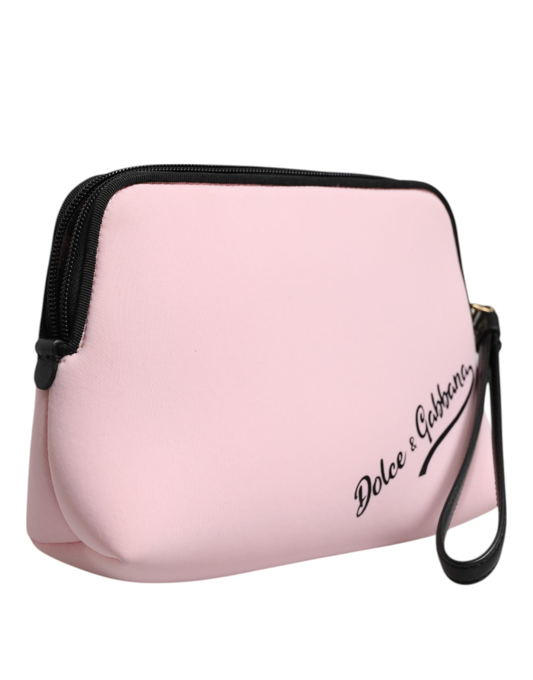 Dolce & Gabbana Pink Solid Nylon DG Logo Print Clutch Zip Borse Pouch Bag | Regal Royce