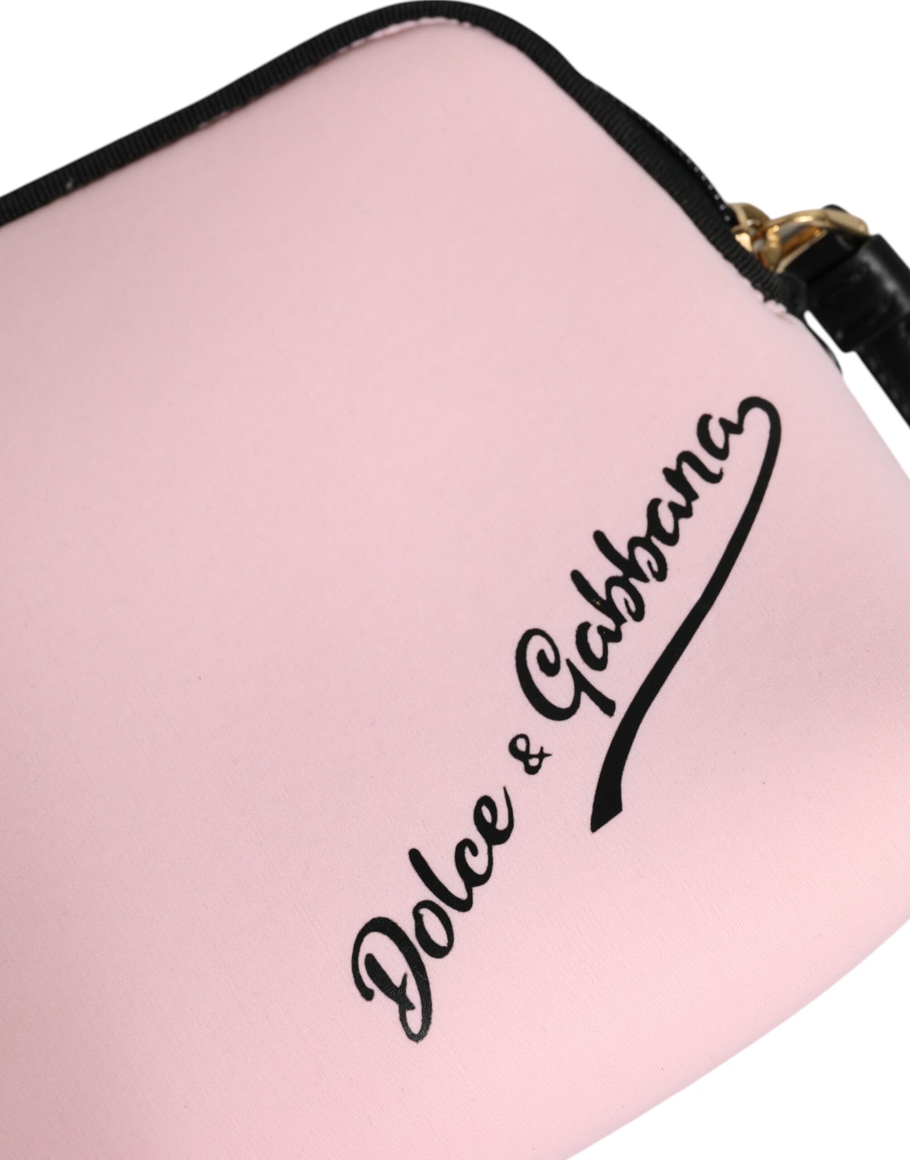 Dolce & Gabbana Pink Solid Nylon DG Logo Print Clutch Zip Borse Pouch Bag | Regal Royce