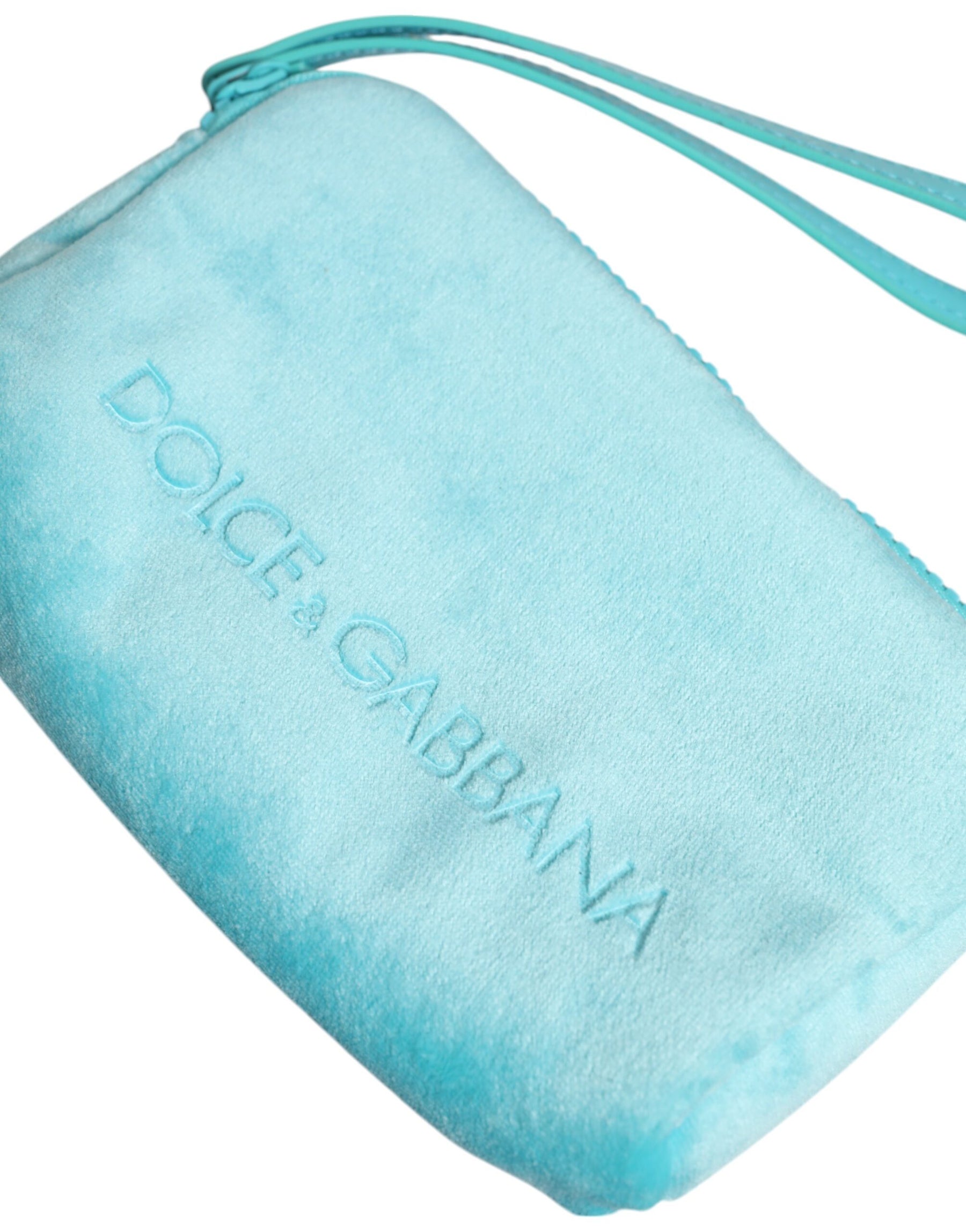 Dolce & Gabbana Light Blue Solid Logo Clutch Sunglasses Holder Pouch Bag | Regal Royce