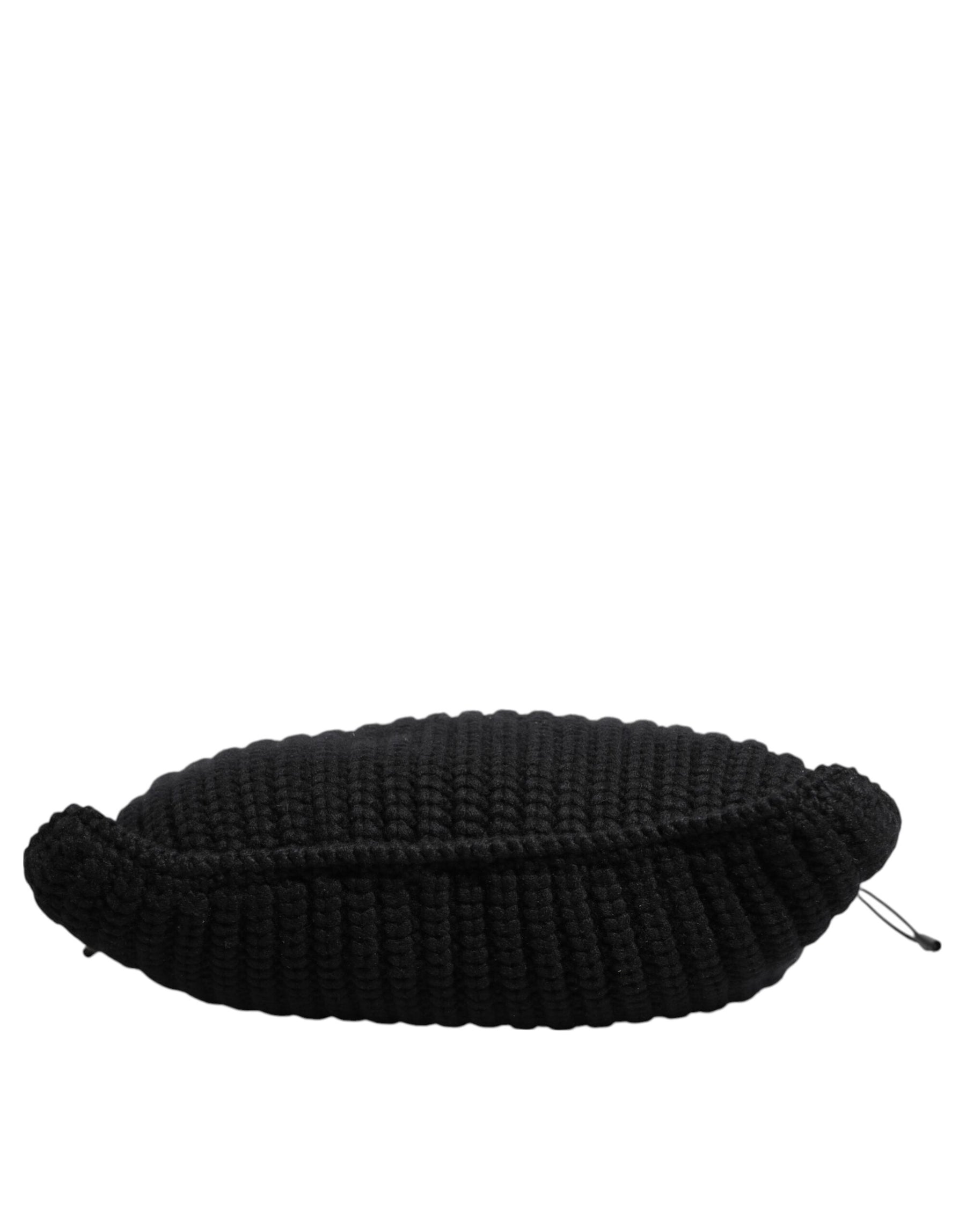 Dolce & Gabbana Black Cashmere Knitted Leather Shoulder Women Borse Bag | Regal Royce