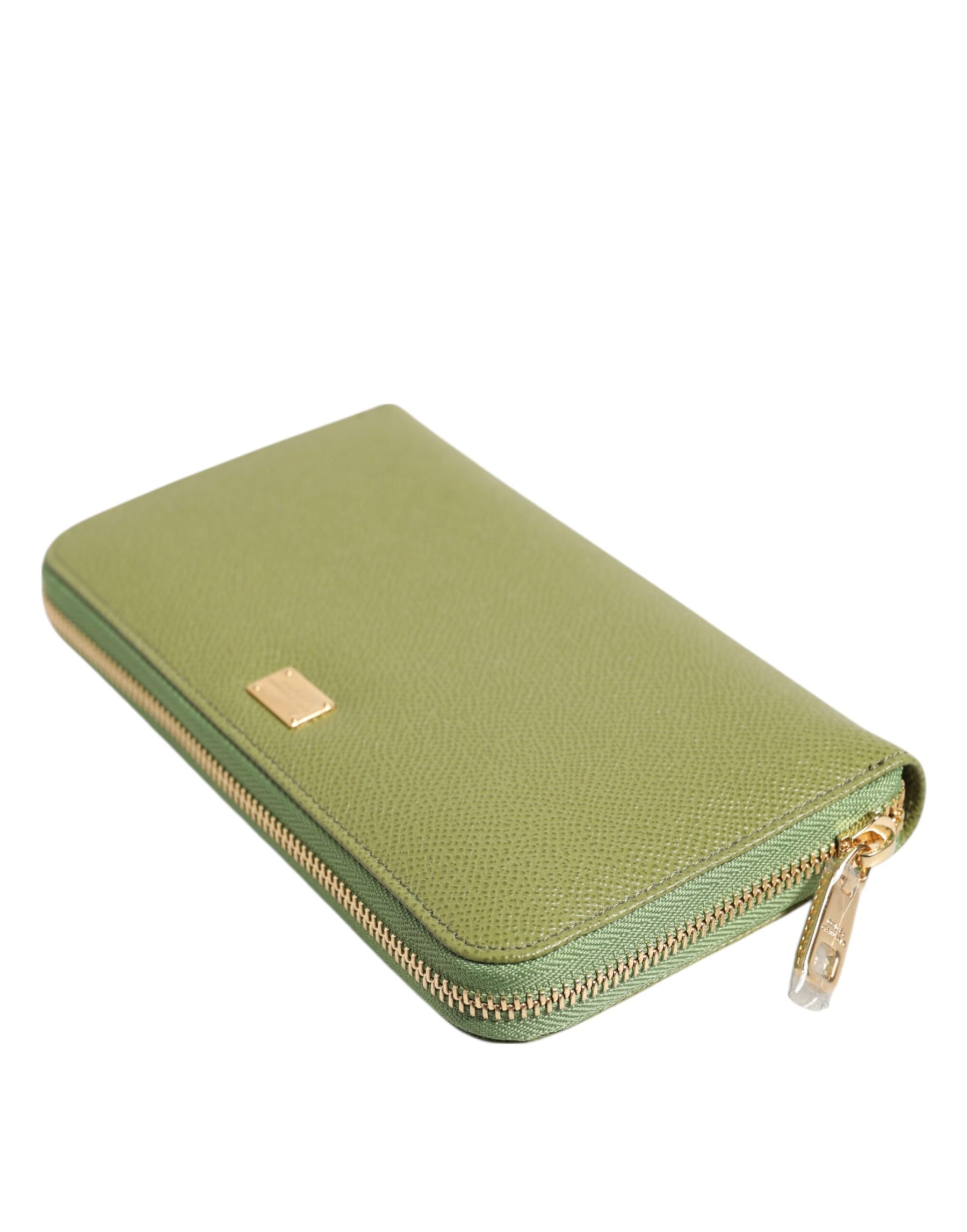 Dolce & Gabbana Green Leather Logo Plaque Zip Around Continenta Wallet | Regal Royce