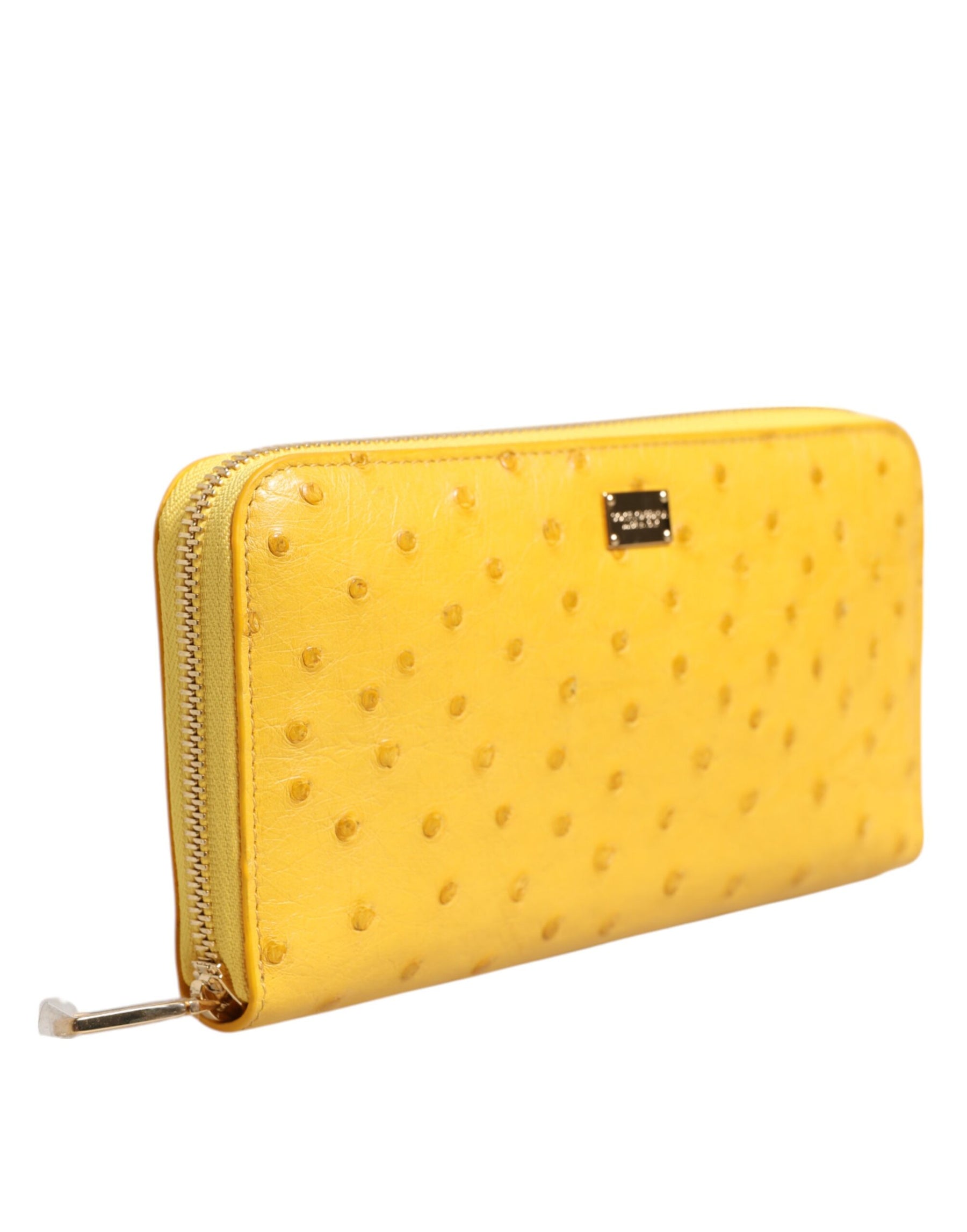 Dolce & Gabbana Yellow Leather Logo Plaque Zip Around Continental Wallet | Regal Royce