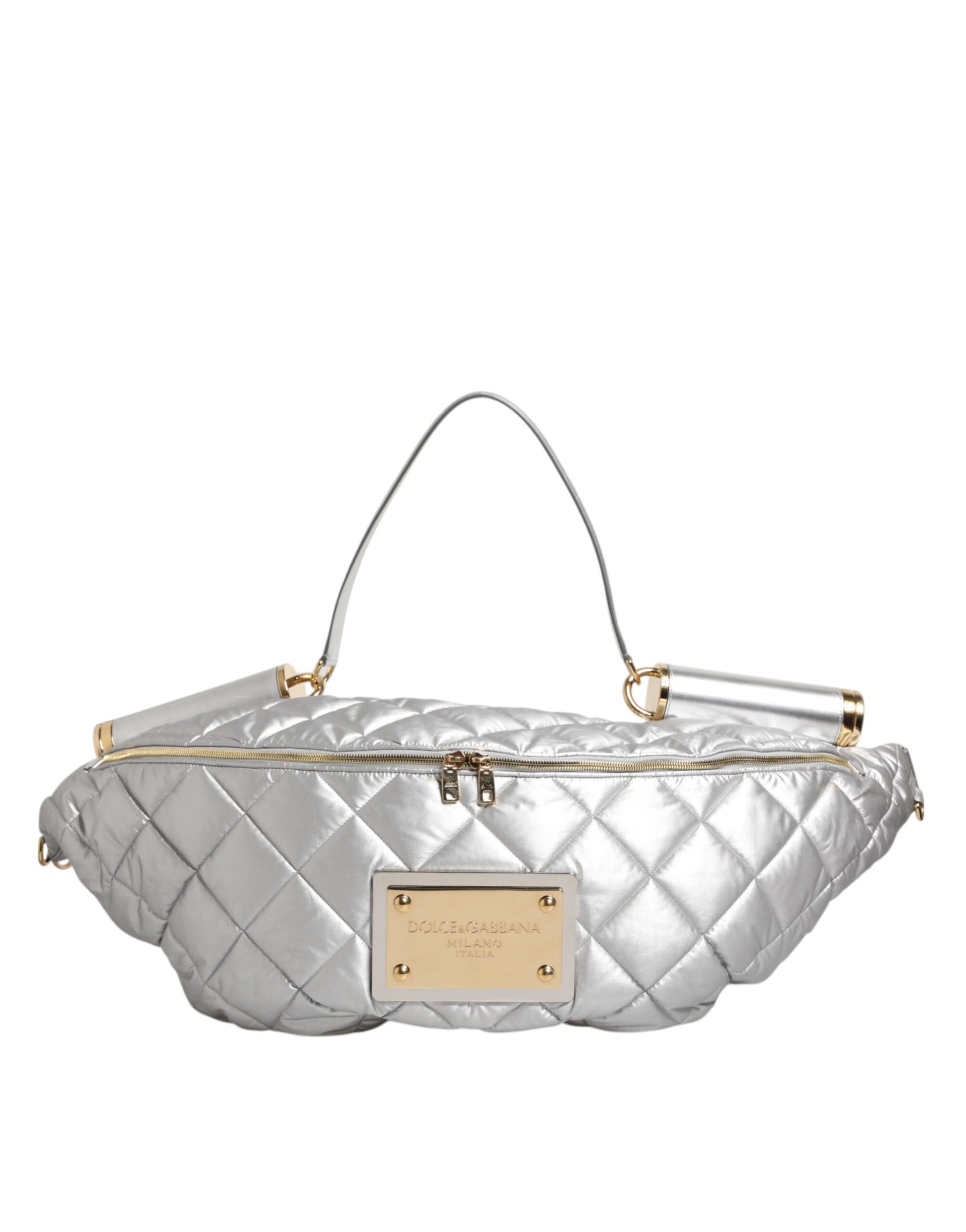 Dolce & Gabbana Silver Quilted Filled Crossbody Shoulder Bag SICILY Bag | Regal Royce