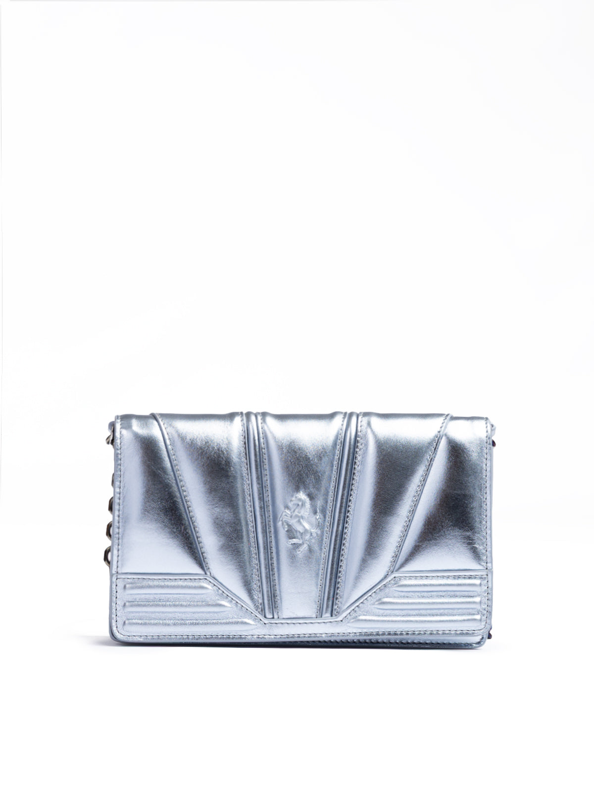 Ferrari Metal light blue GT patent leather bag with chain | Regal Royce
