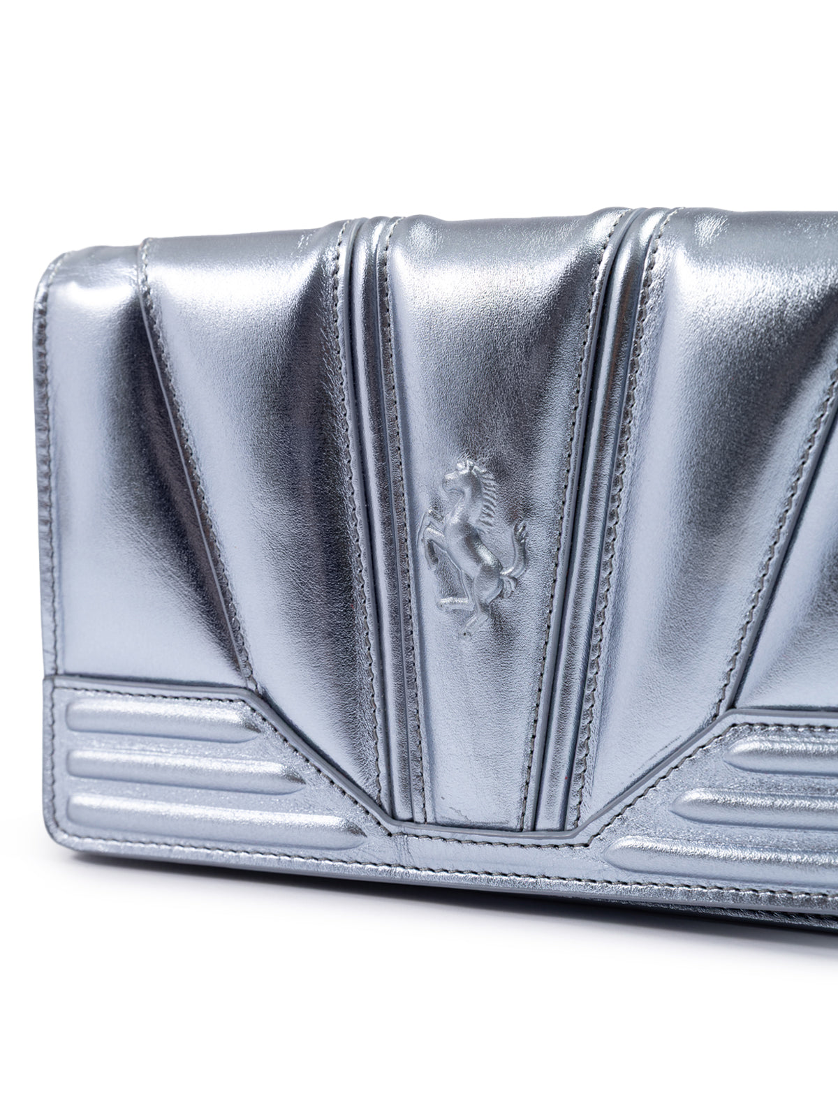 Ferrari Metal light blue GT patent leather bag with chain | Regal Royce