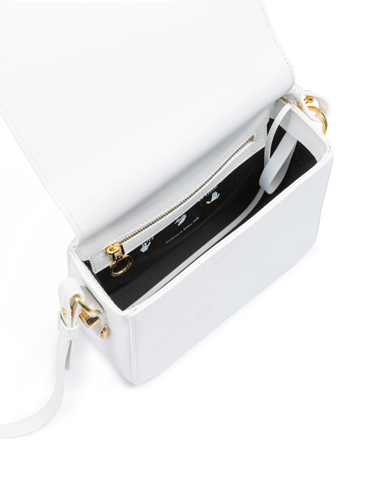 Off-White White/Gold  Metallic Stripe Crossbody Bag | Regal Royce