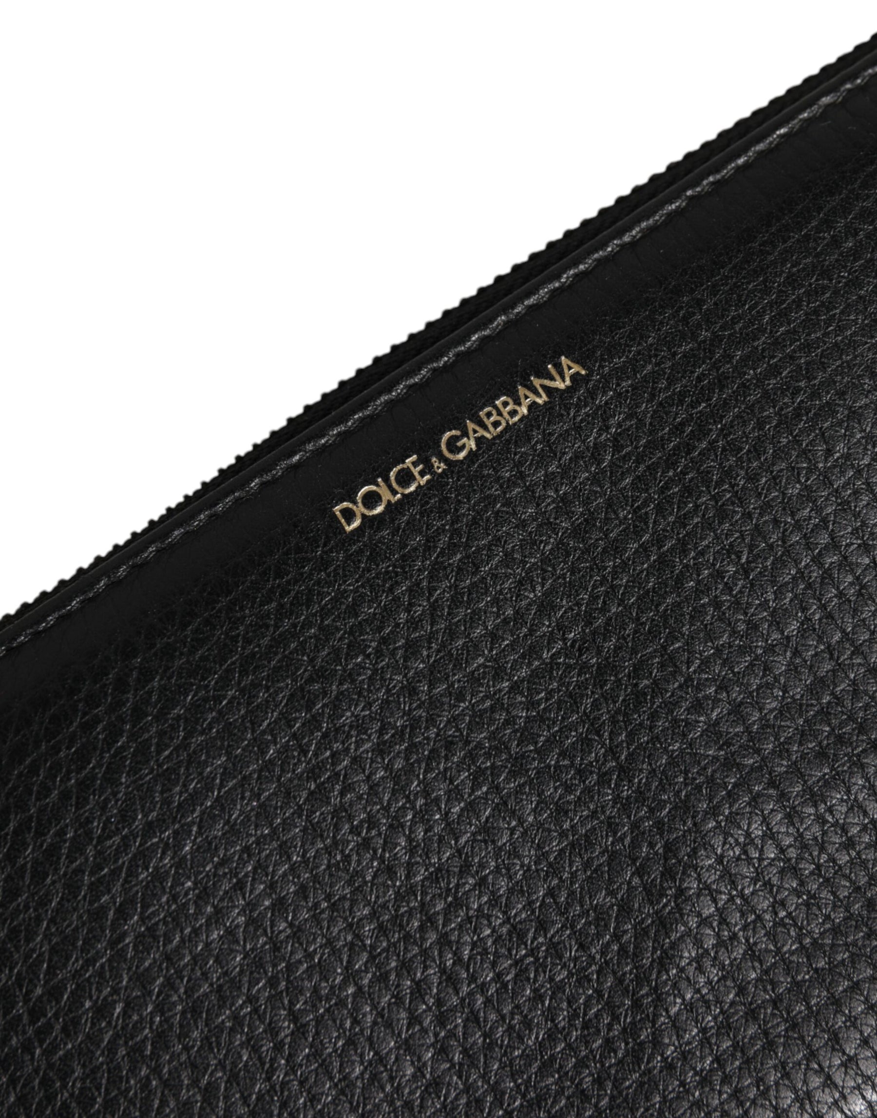 Dolce & Gabbana Black Calfskin Leather Logo Zip Around Continental Wallet | Regal Royce