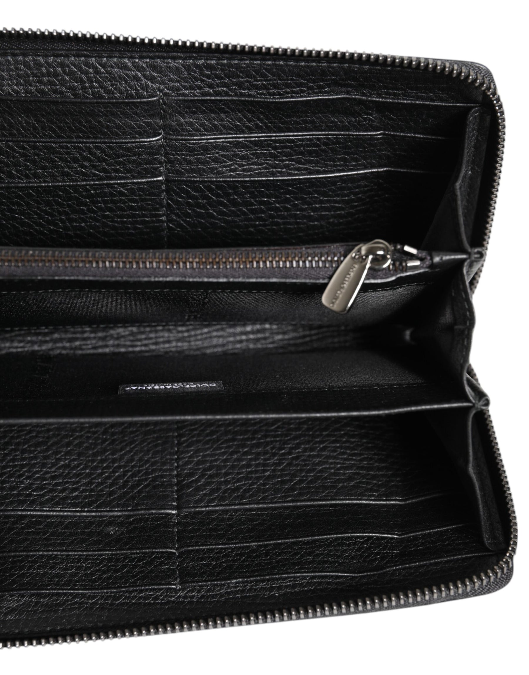 Dolce & Gabbana Black Calfskin Leather Logo Zip Around Continental Wallet | Regal Royce