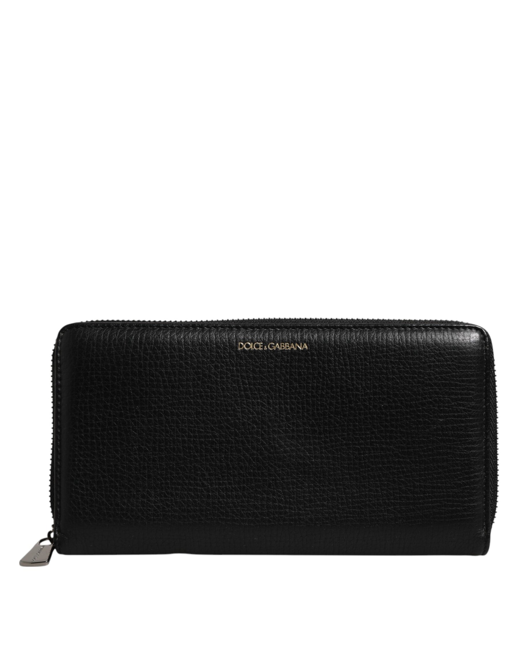 Dolce & Gabbana Black Calfskin Leather Logo Zip Around Continental Wallet | Regal Royce