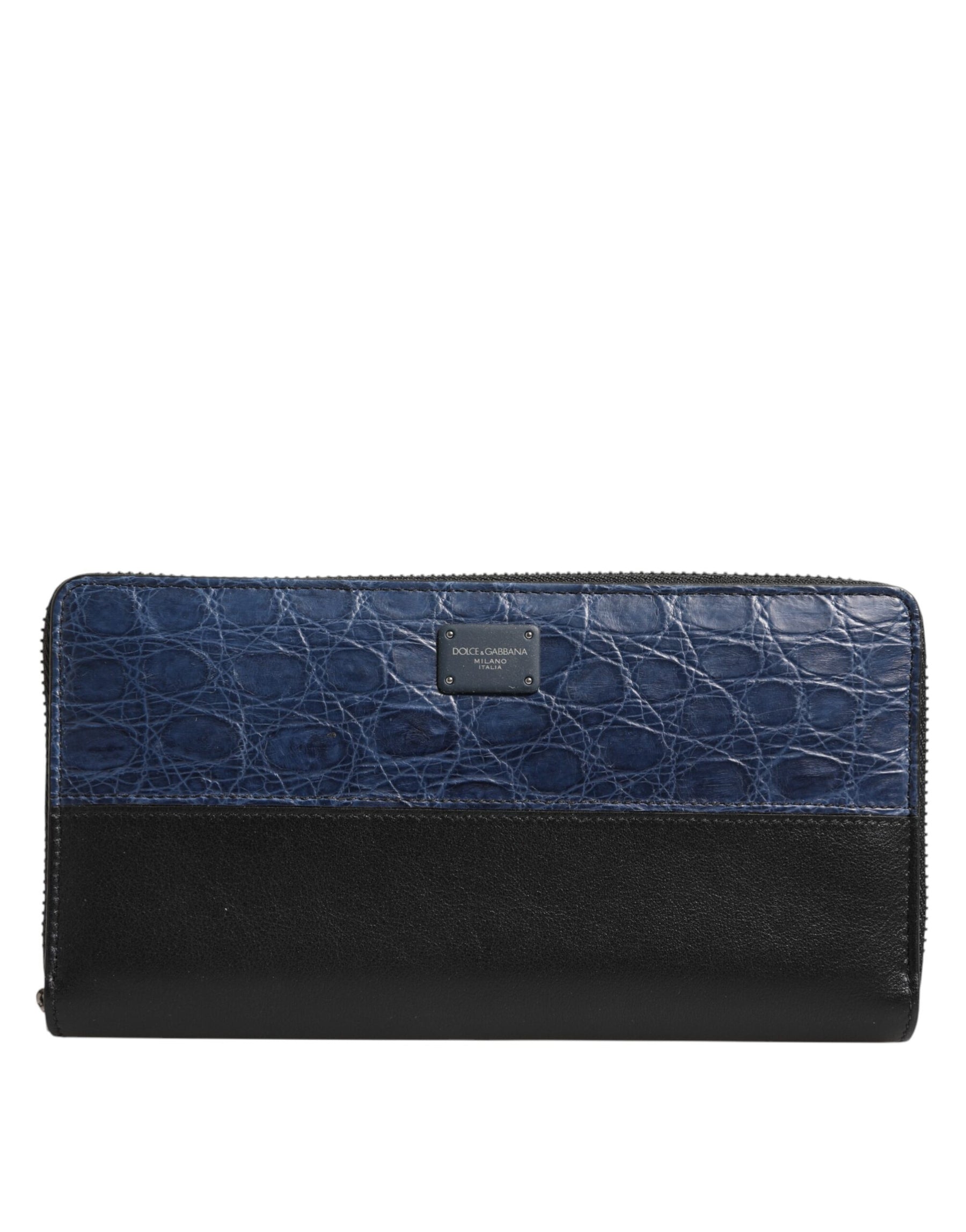 Dolce & Gabbana Black Blue Exotic Leather Men Continental Clutch Wallet | Regal Royce