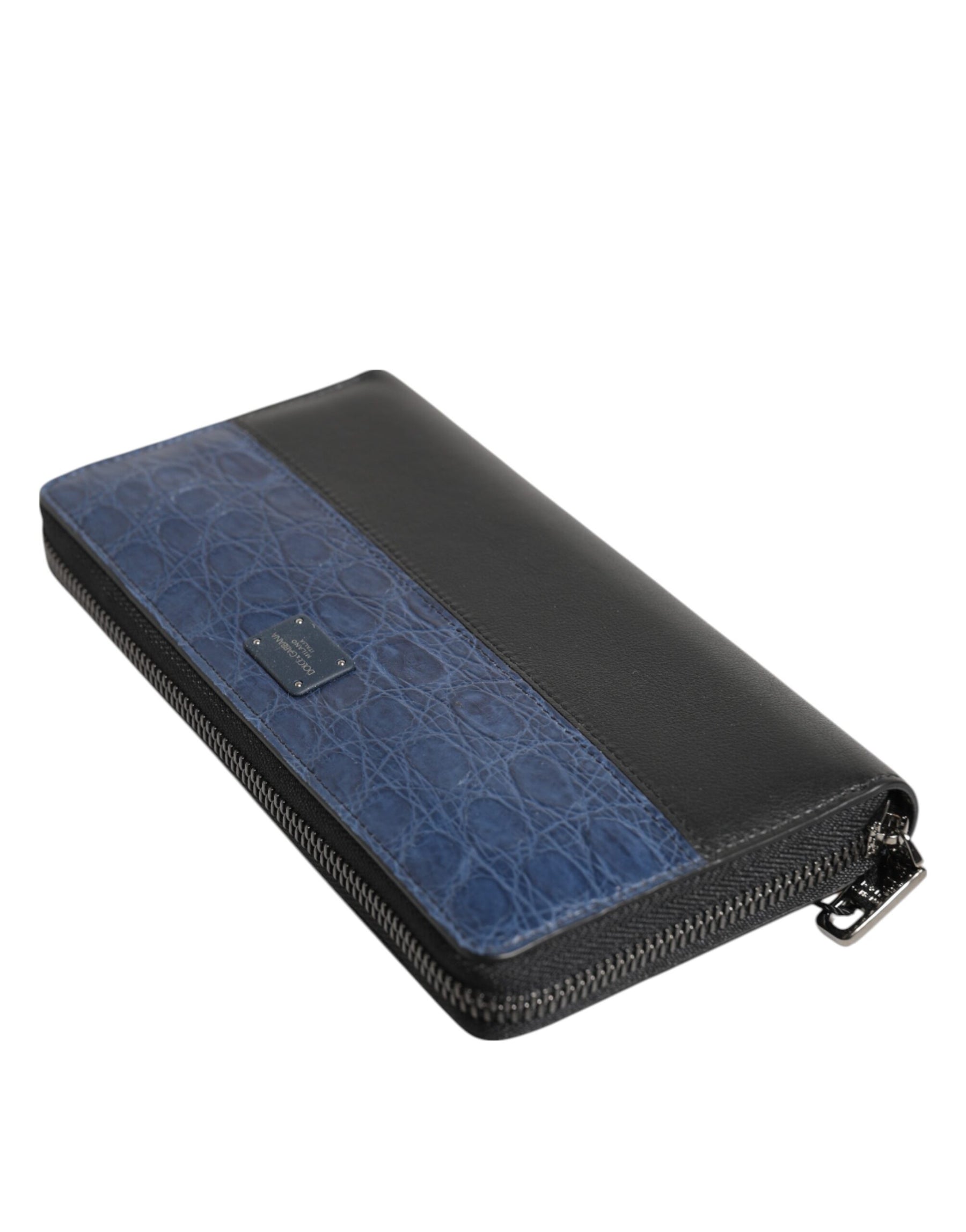 Dolce & Gabbana Black Blue Exotic Leather Men Continental Clutch Wallet | Regal Royce