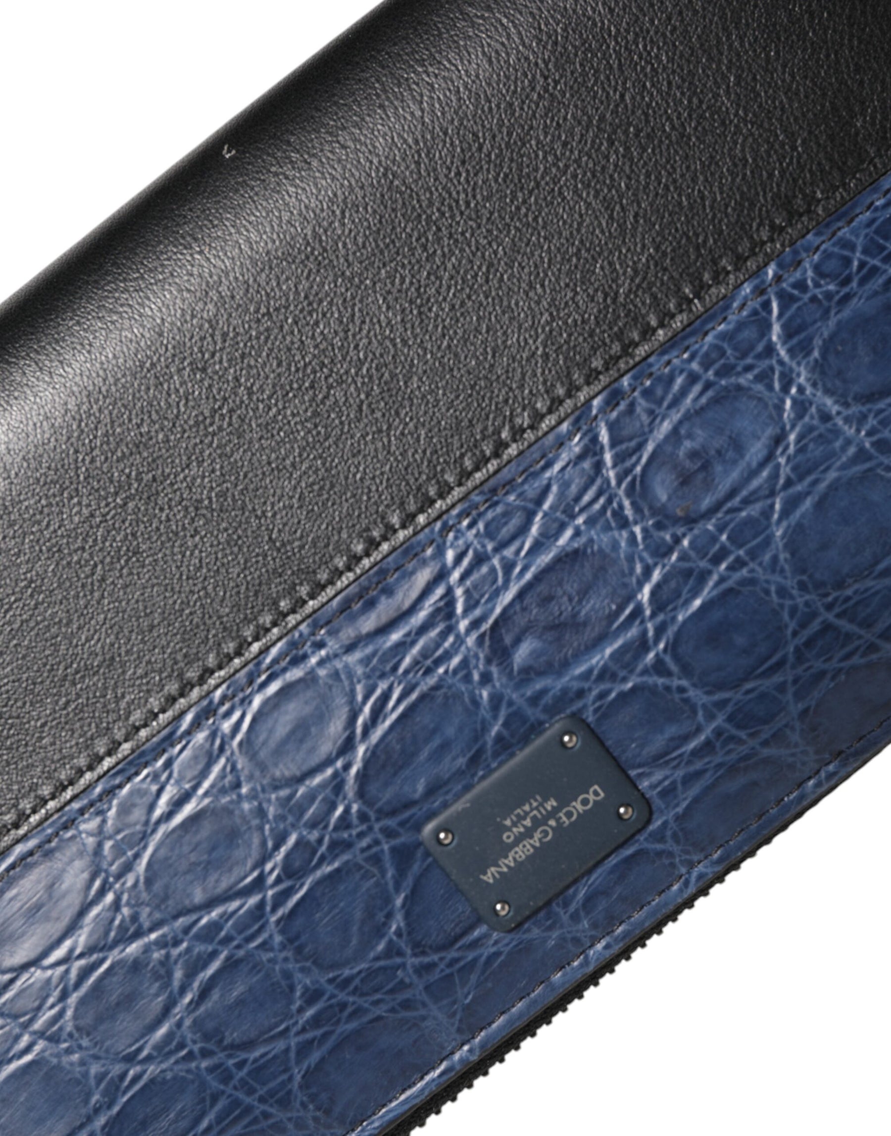 Dolce & Gabbana Black Blue Exotic Leather Men Continental Clutch Wallet | Regal Royce