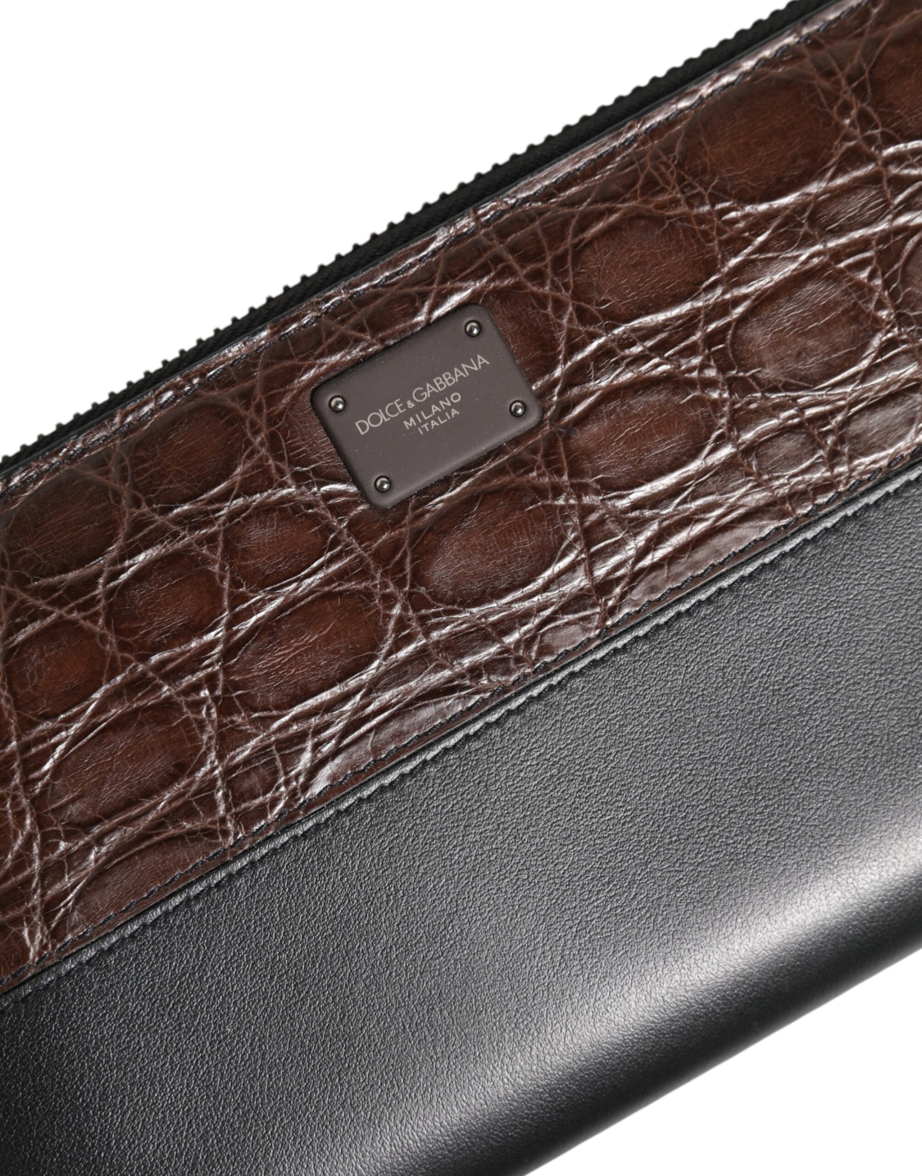 Dolce & Gabbana Black Brown Exotic Leather Men Continental Clutch Wallet | Regal Royce