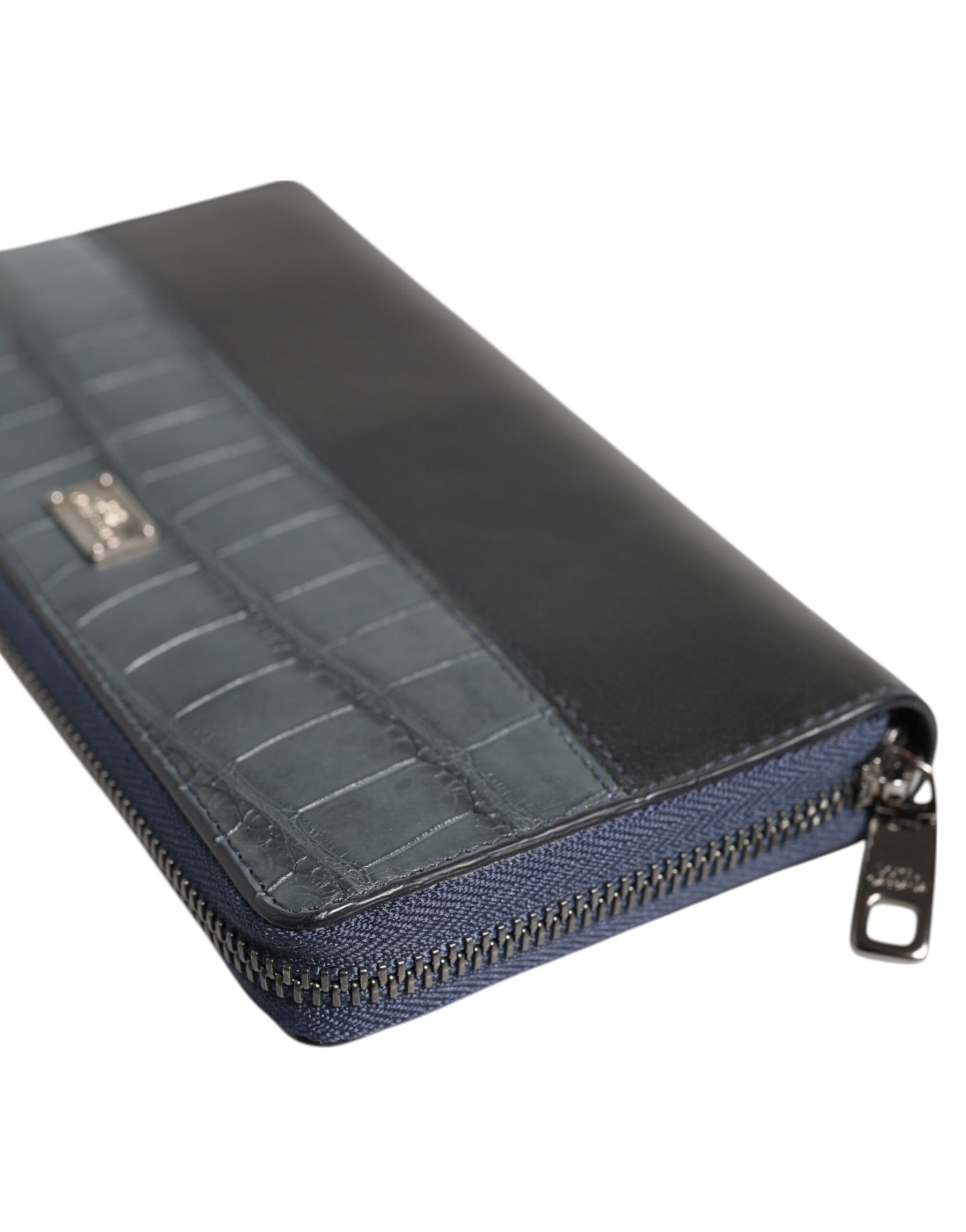Dolce & Gabbana Black Blue Exotic Leather Men Continental Clutch Wallet | Regal Royce