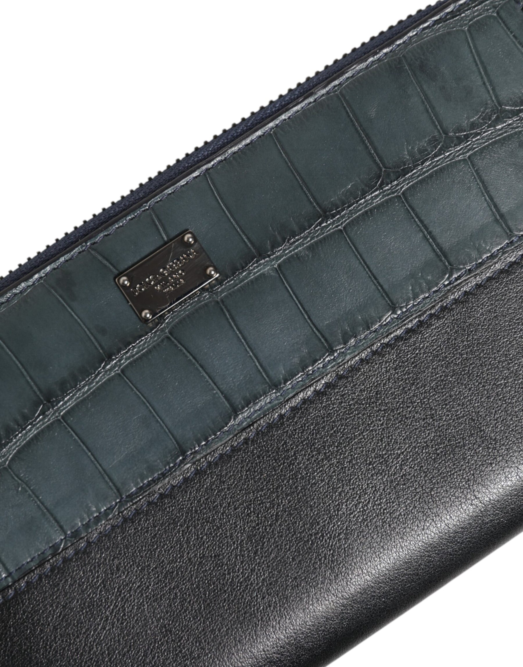 Dolce & Gabbana Black Blue Exotic Leather Men Continental Clutch Wallet | Regal Royce