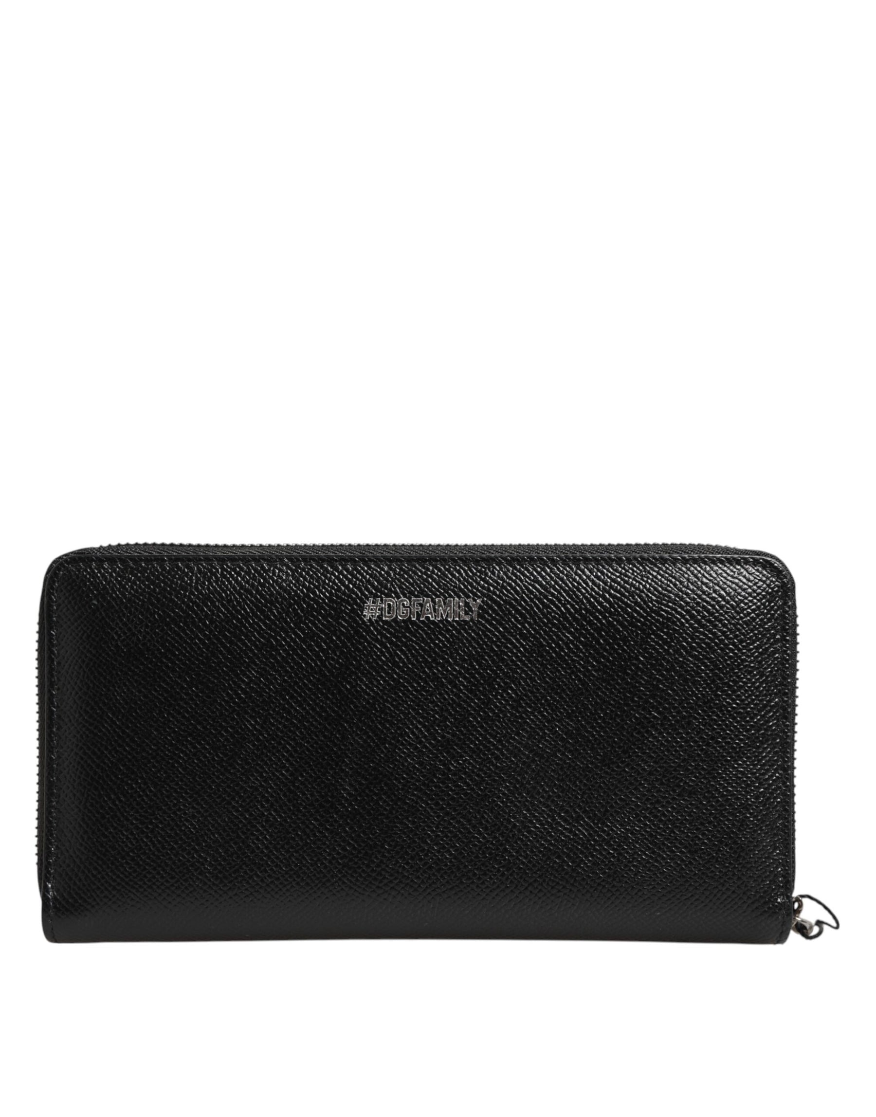 Dolce & Gabbana Black Leather #DGFAMILY Zipper Continental Mens Wallet | Regal Royce