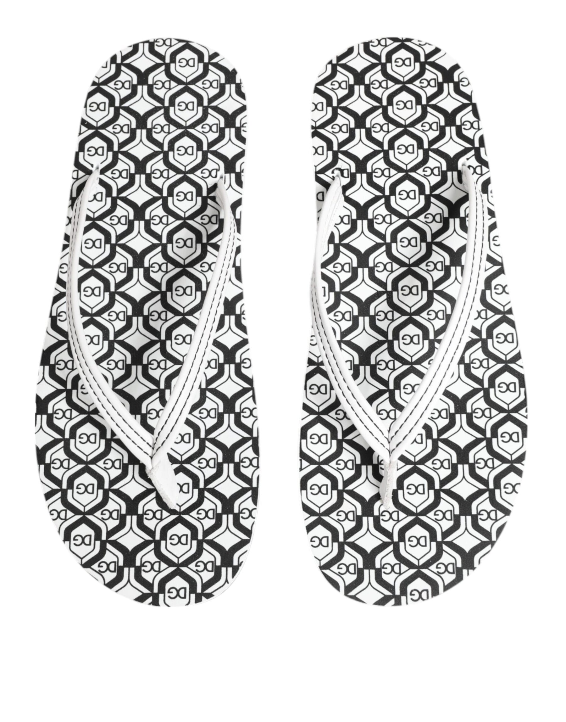 Dolce & Gabbana Black White Logo Beachwear Flats Slipper Shoes | Regal Royce