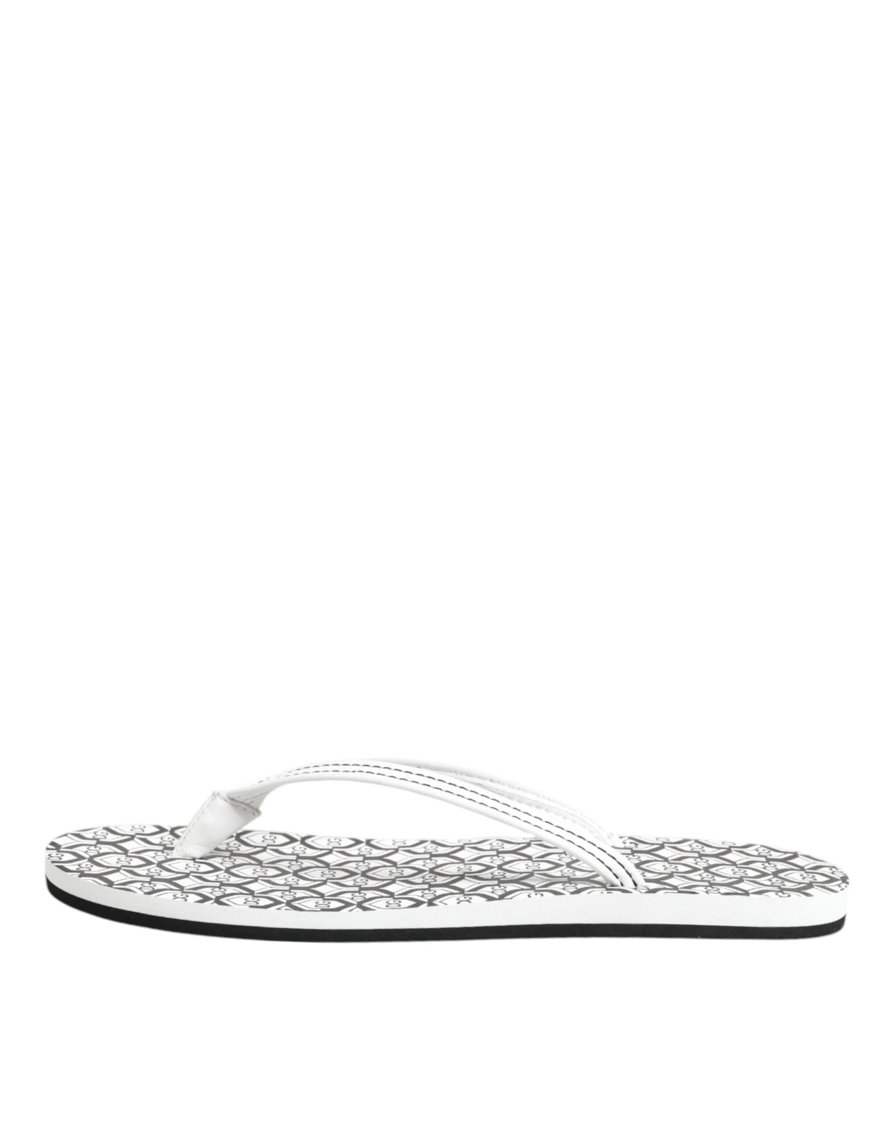 Dolce & Gabbana Black White Logo Beachwear Flats Slipper Shoes | Regal Royce