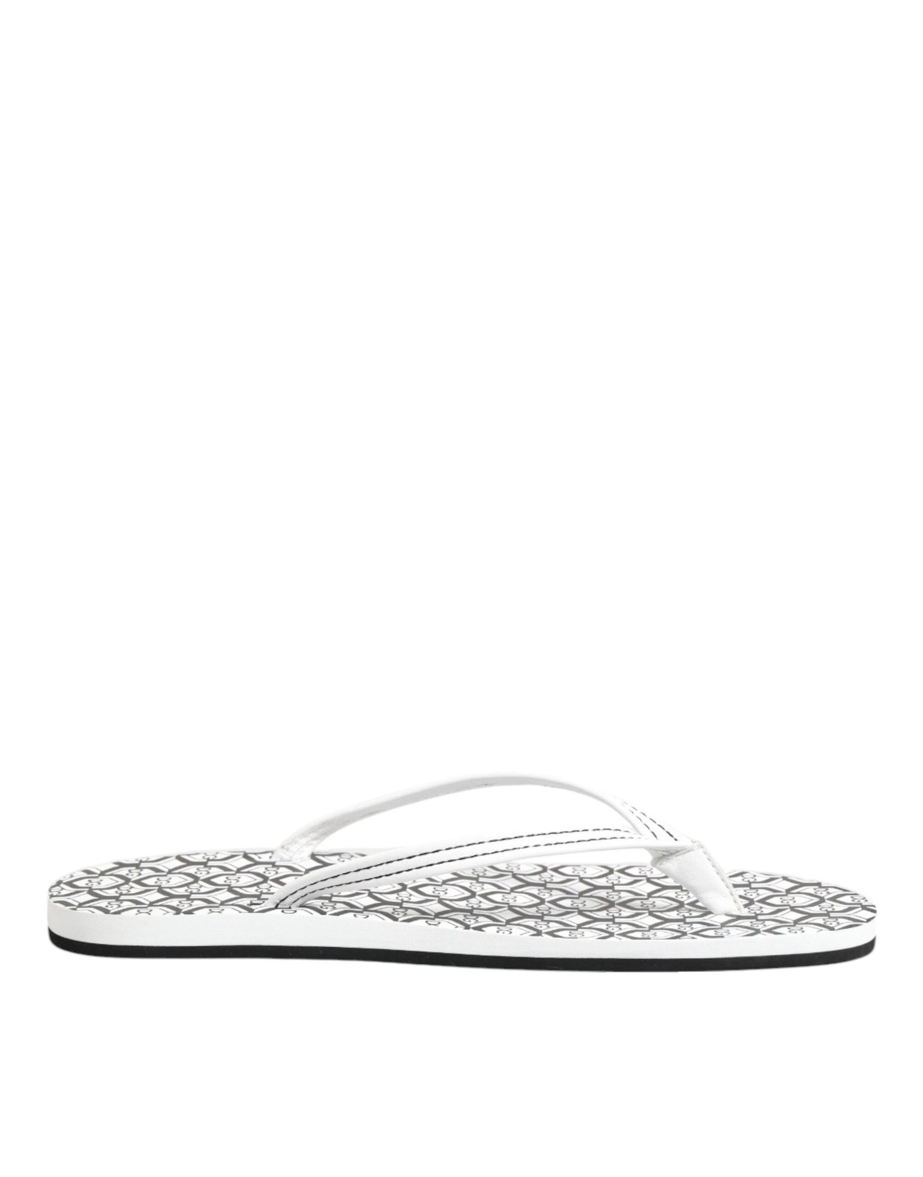 Dolce & Gabbana Black White Logo Beachwear Flats Slipper Shoes | Regal Royce