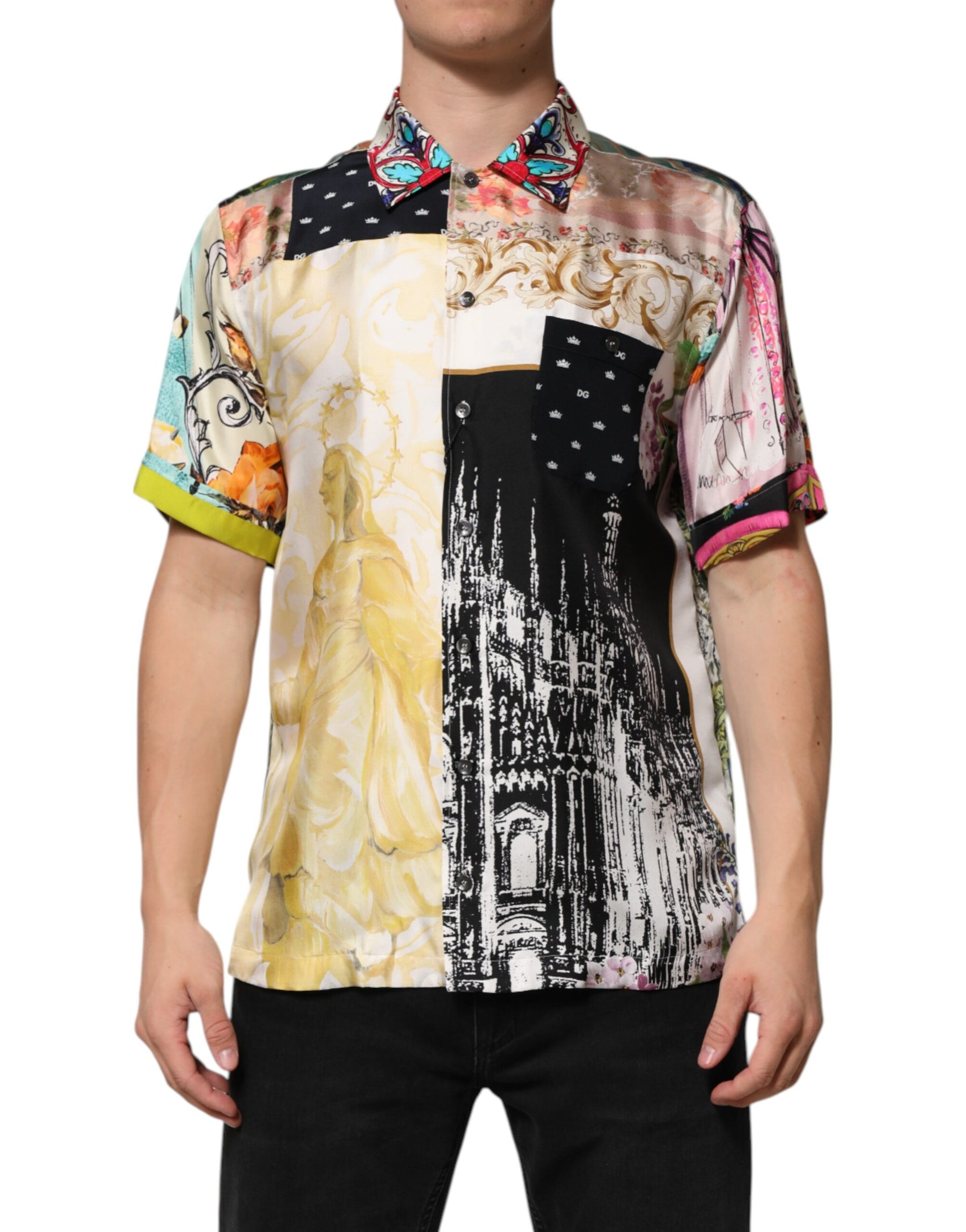 Dolce & Gabbana Multicolor Printed Button Down Casual Shirt | Regal Royce