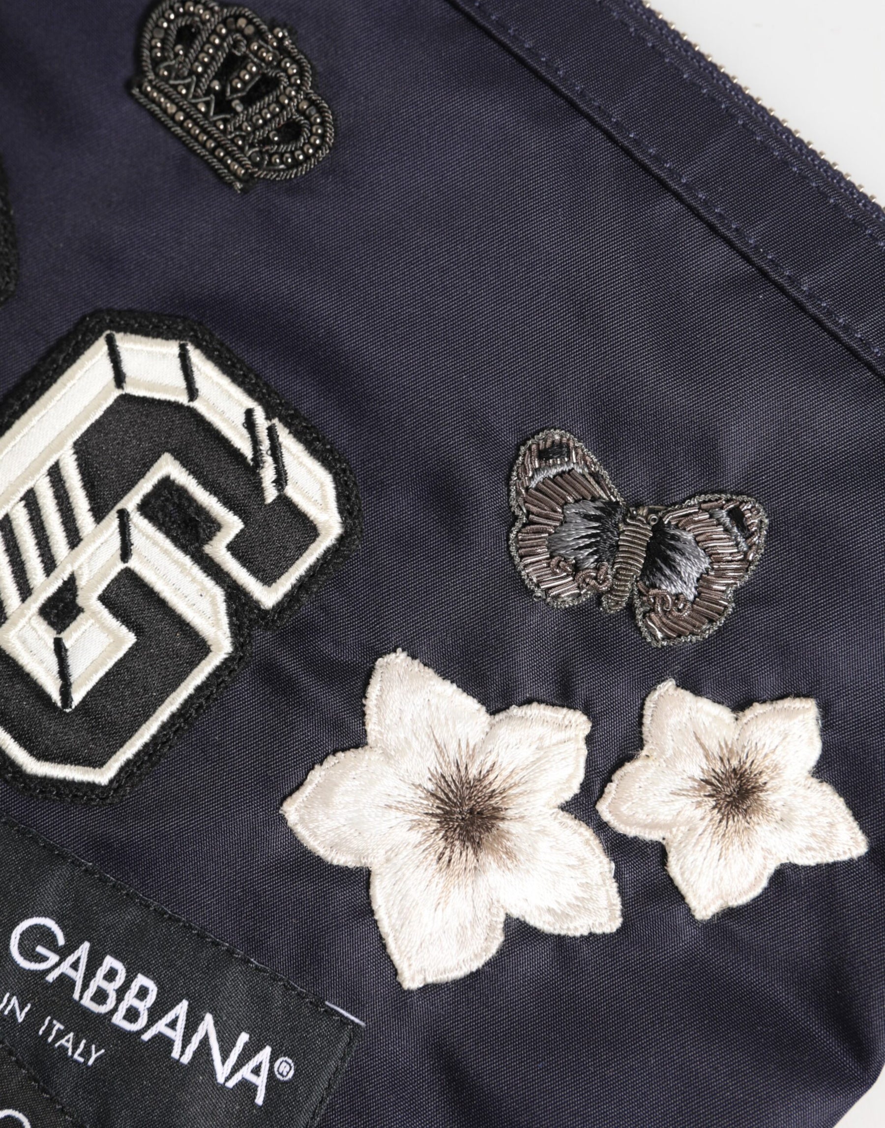 Dolce & Gabbana Blue DG Logo Patch Embellished Pouch Clutch Men Borse Bag | Regal Royce