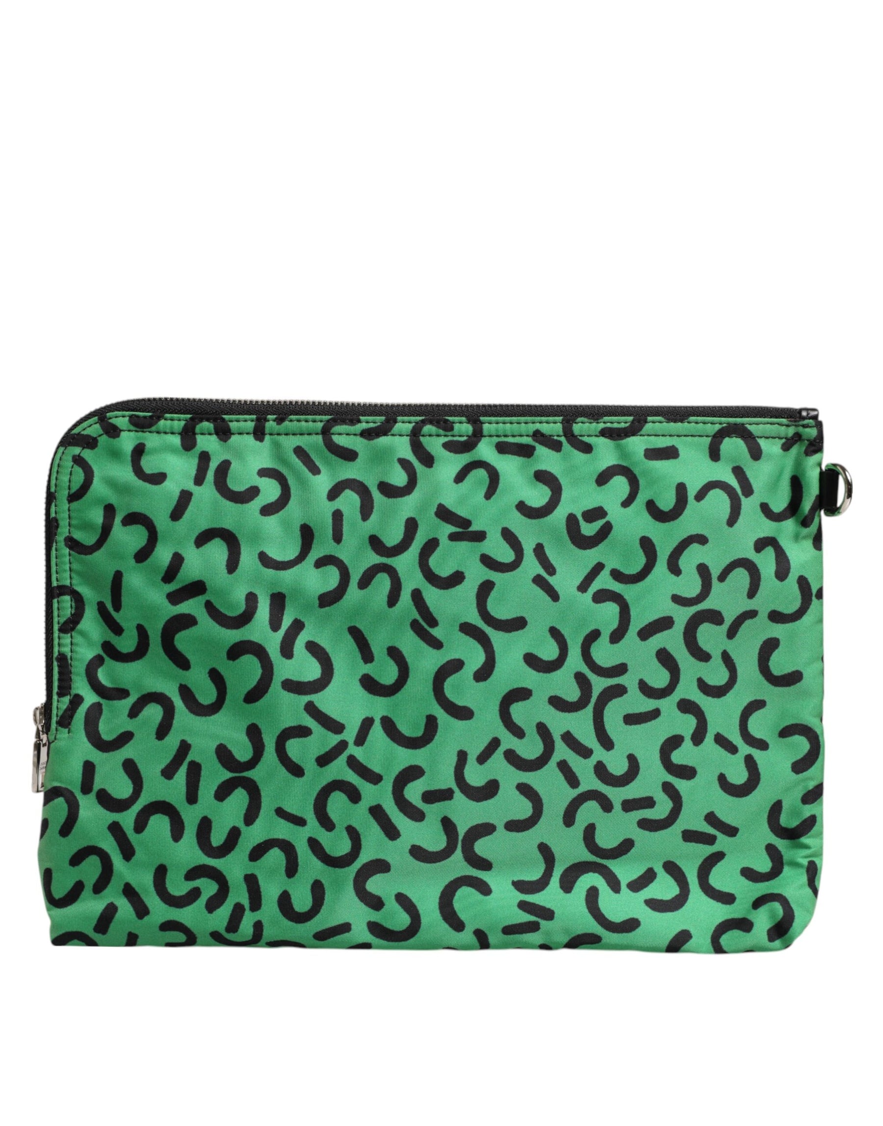Dolce & Gabbana Multicolor Printed Nylon Logo Plaque Men Clutch Pouch Bag | Regal Royce