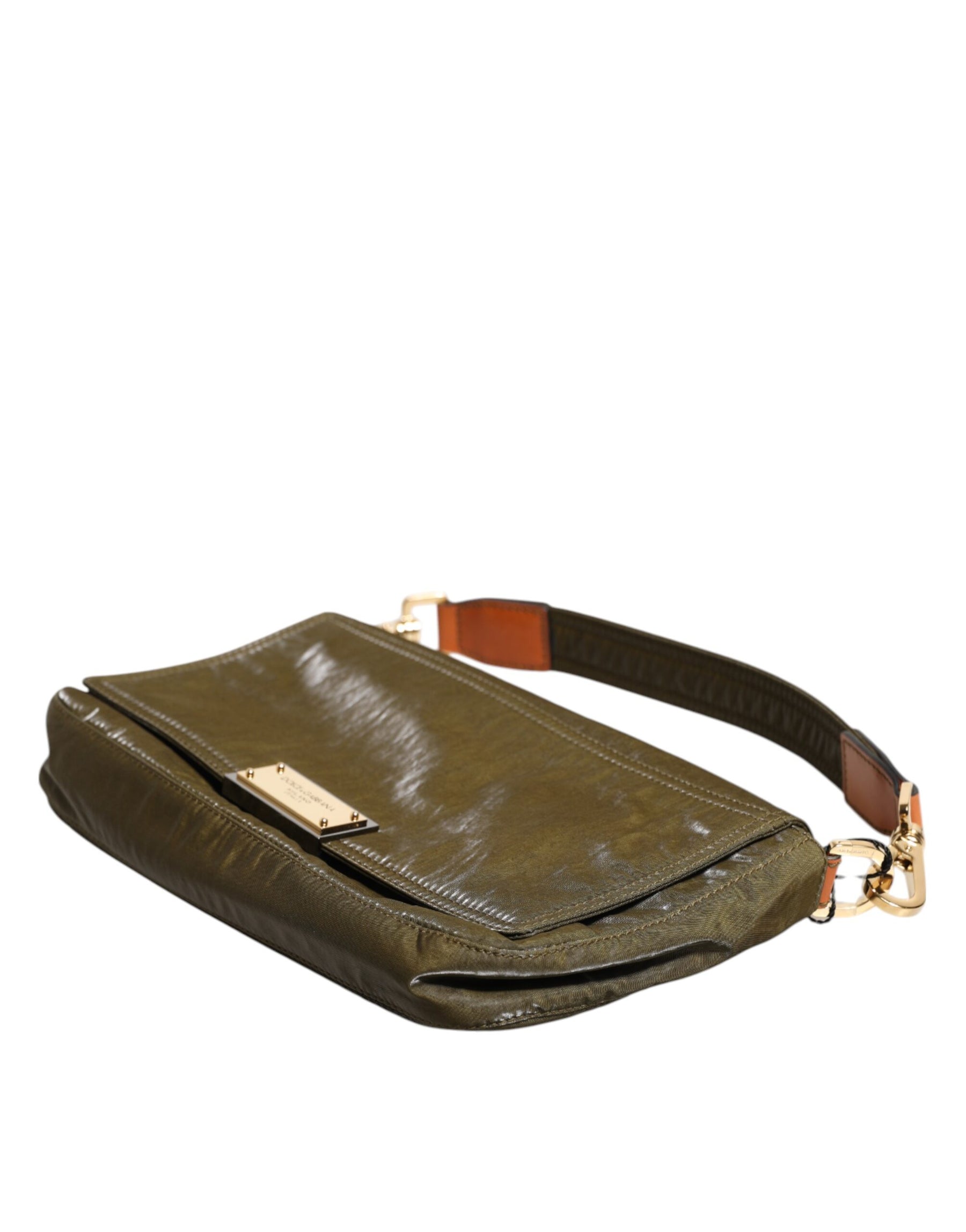 Dolce & Gabbana Dark Green Nylon Logo Plaque Shoulder Strap Borse Bag | Regal Royce