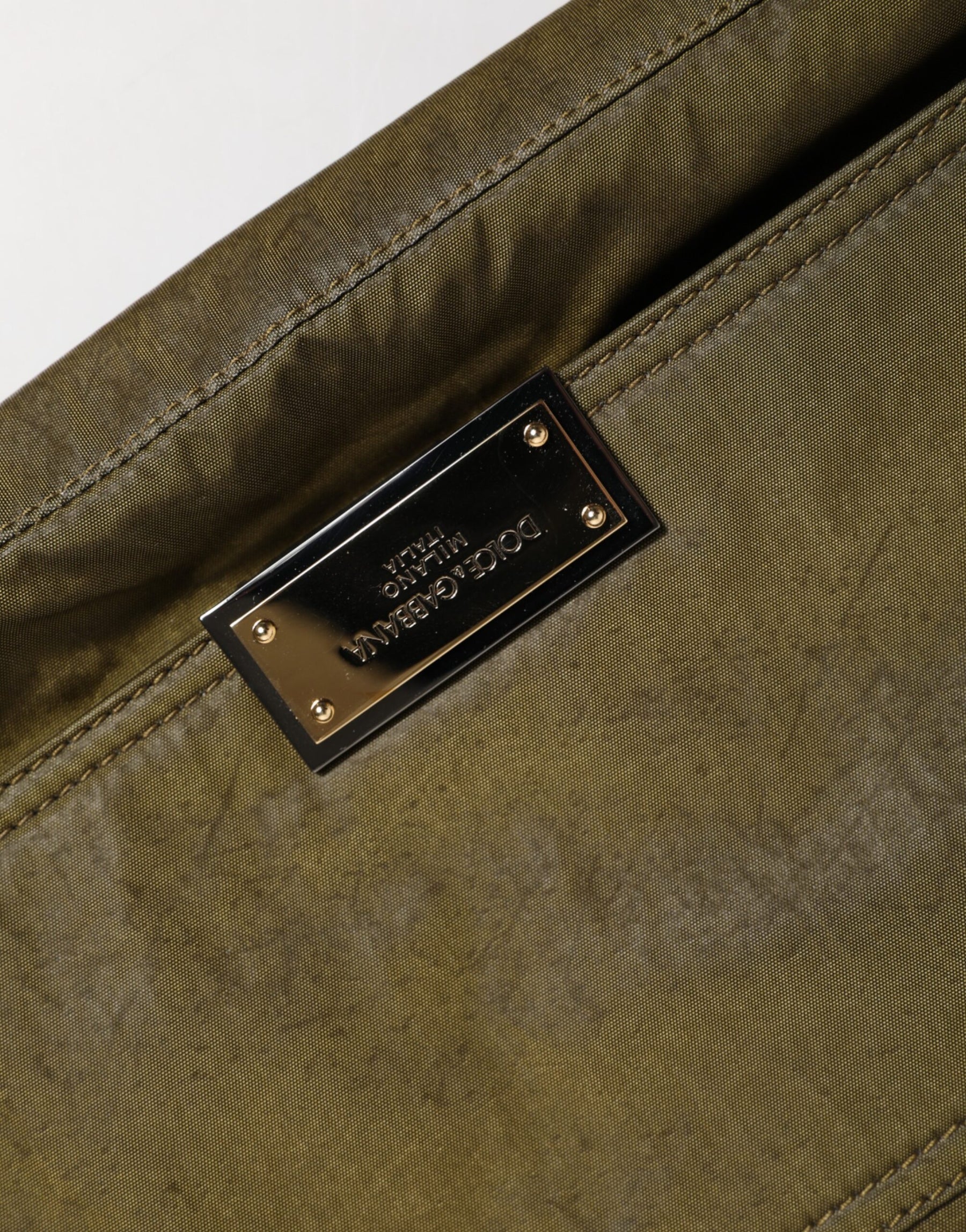 Dolce & Gabbana Dark Green Nylon Logo Plaque Shoulder Strap Borse Bag | Regal Royce