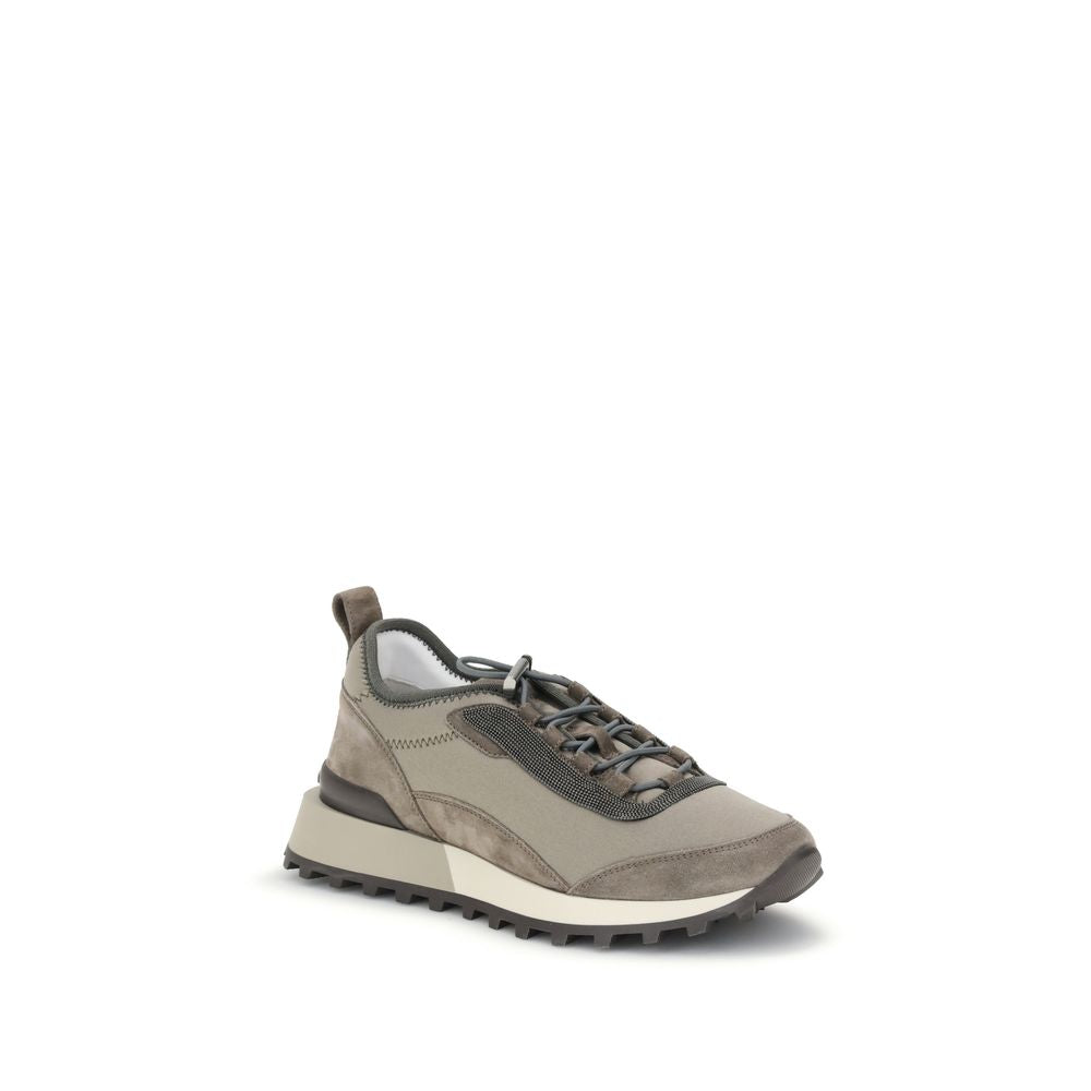 Brunello Cucinelli Brown Leather Athletic Sneakers | Regal Royce