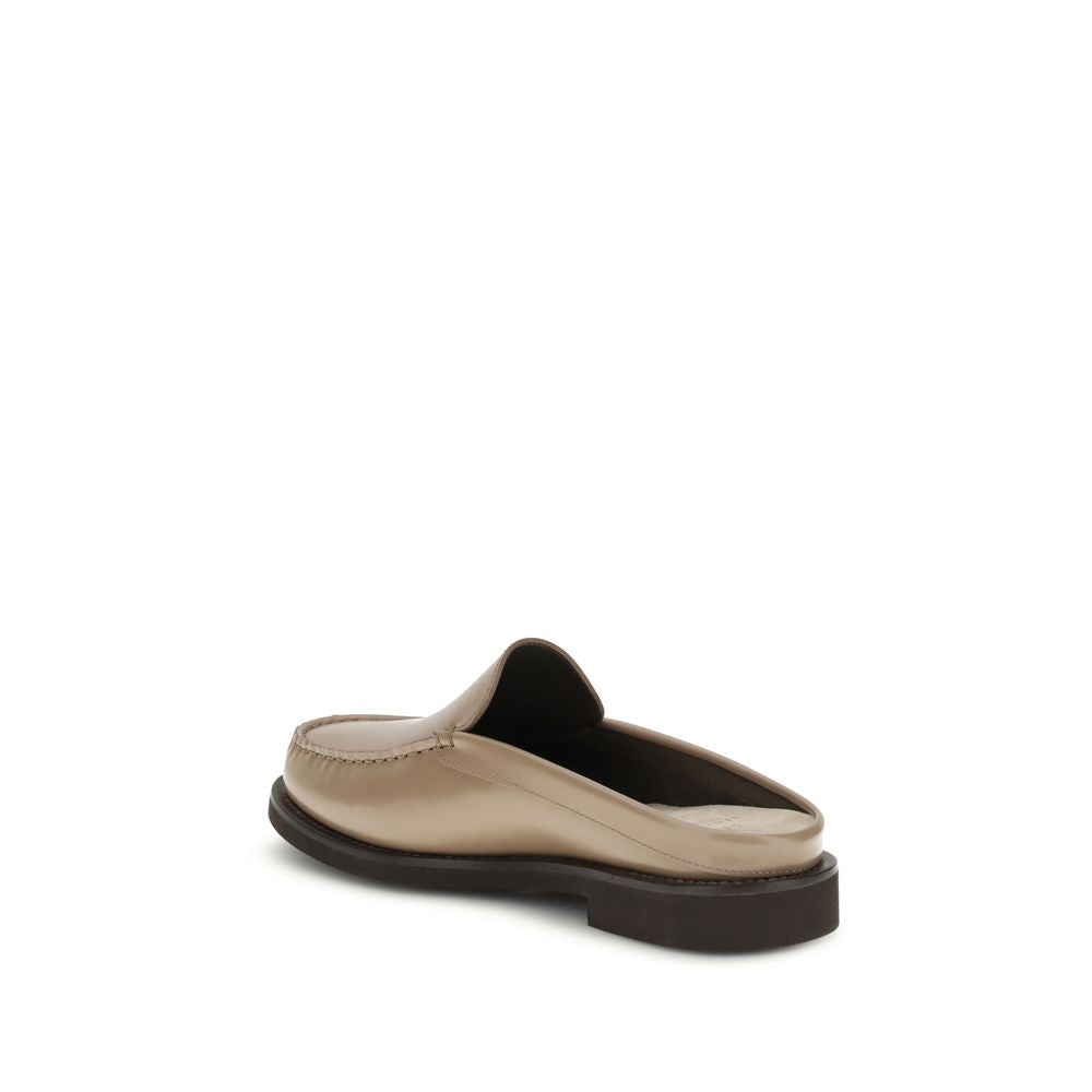 Brunello Cucinelli Beige Calf Leather Bos Taurus Mules | Regal Royce